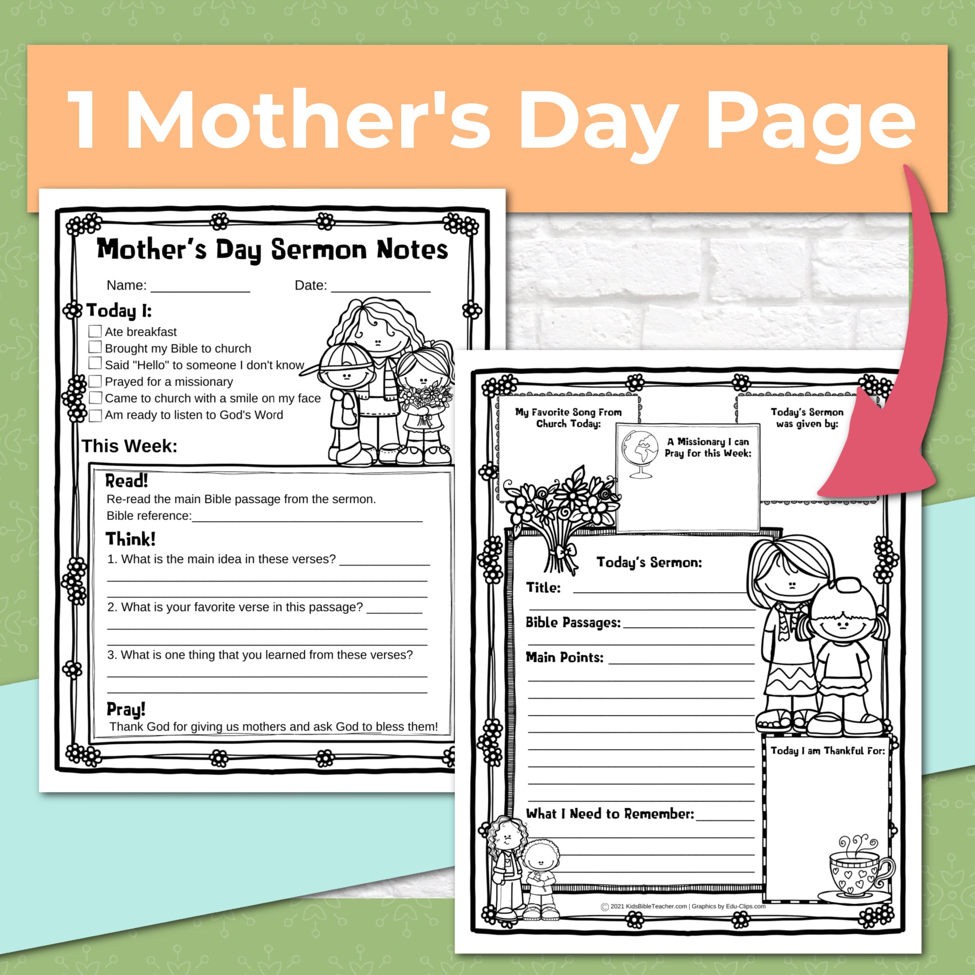 Seasonal and Holidays Sermon Notes Pack for Kids, Instant DIGITAL DOWNLOAD