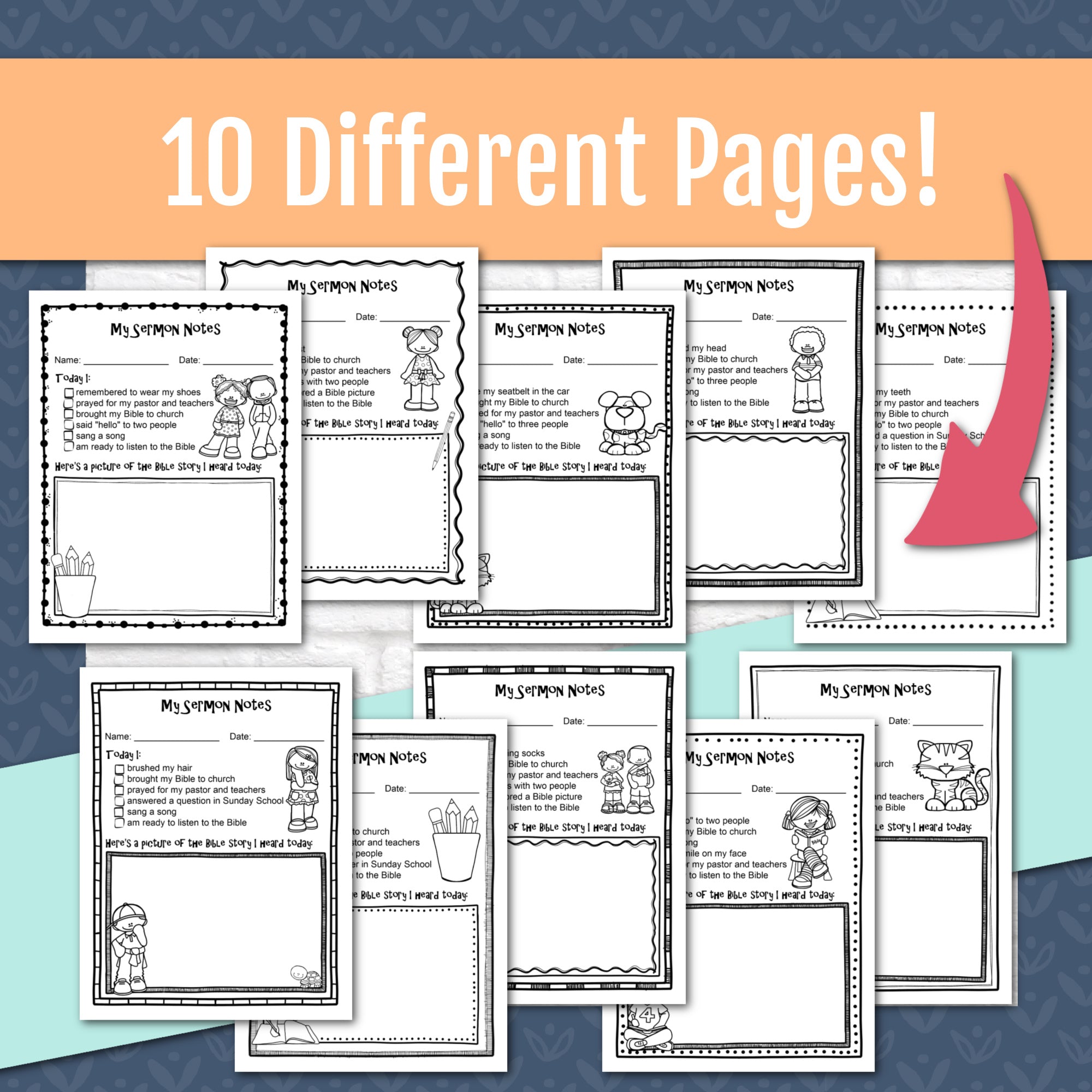 My First Sermon Notes Printables for Preschoolers and Early Readers, Instant Download