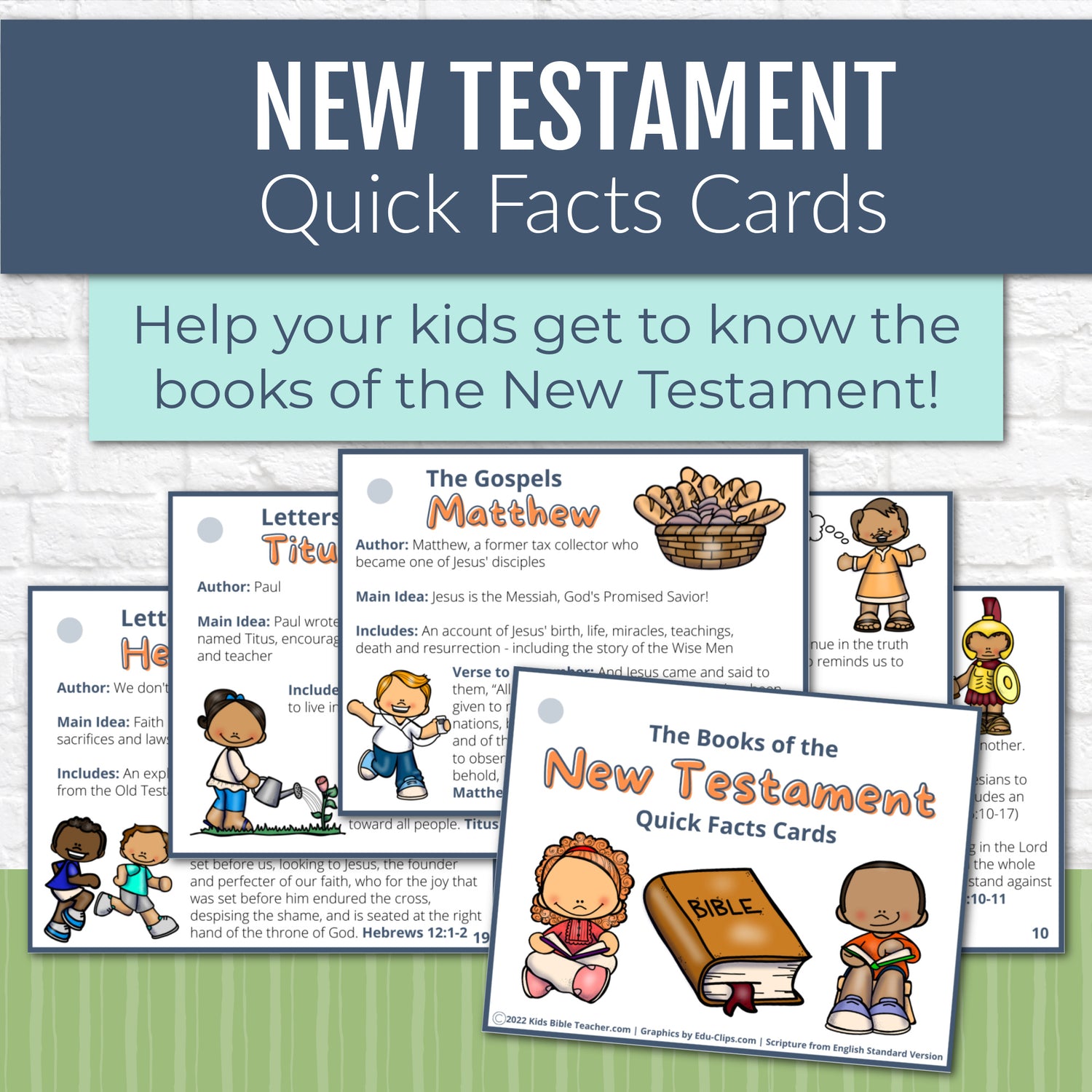 New Testament Books of the Bible Quick Facts Cards, Instant DIGITAL DOWNLOAD