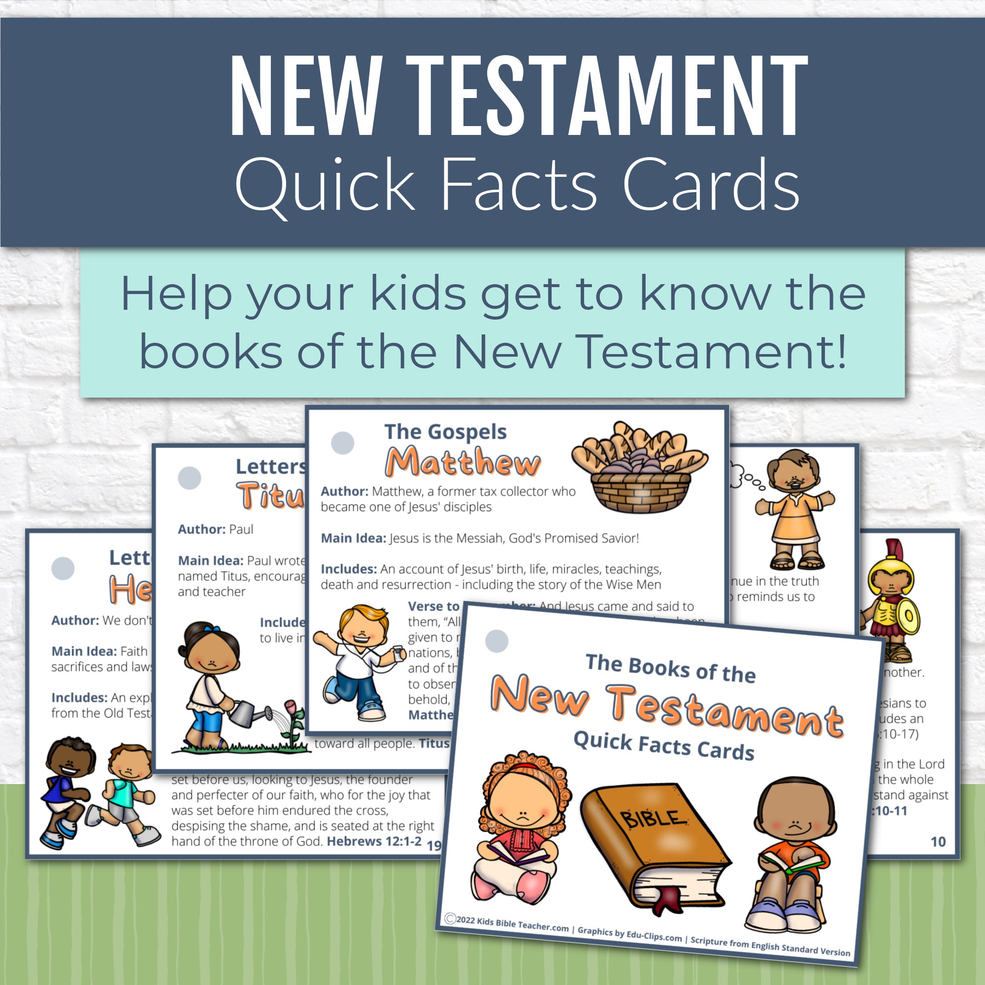 New Testament Books of the Bible Quick Facts Cards, Instant DIGITAL DOWNLOAD
