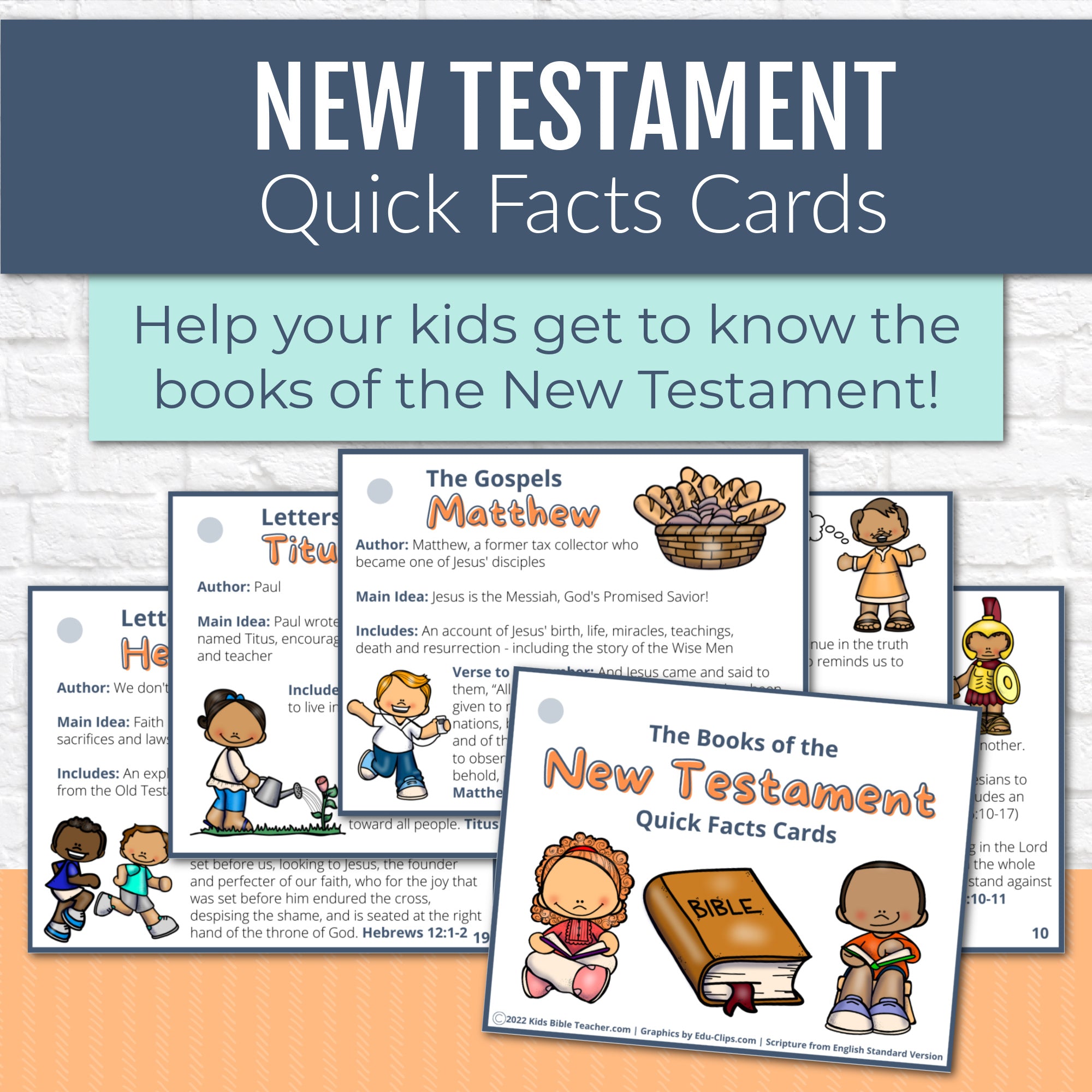 New Testament Books of the Bible Quick Facts Cards, Instant DIGITAL DOWNLOAD