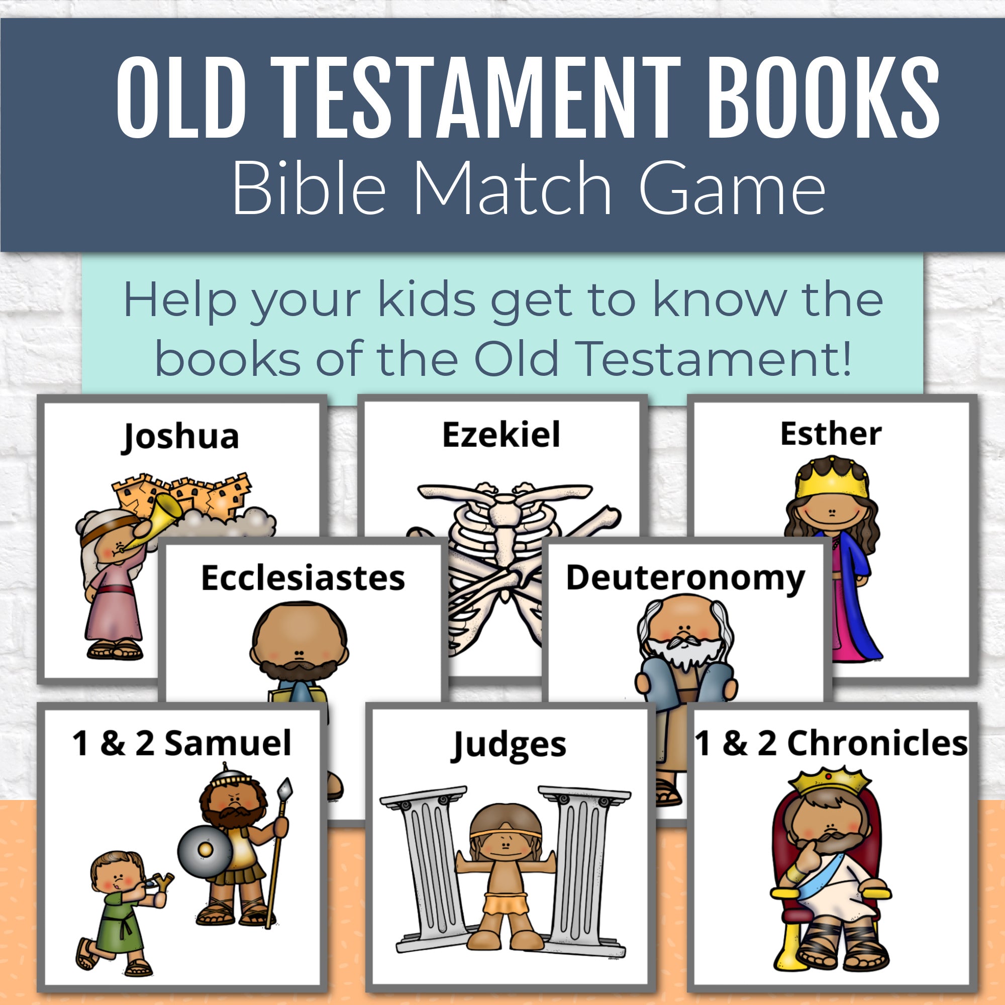 Bible Match Game for Old Testament Books, Bible Games for Youth