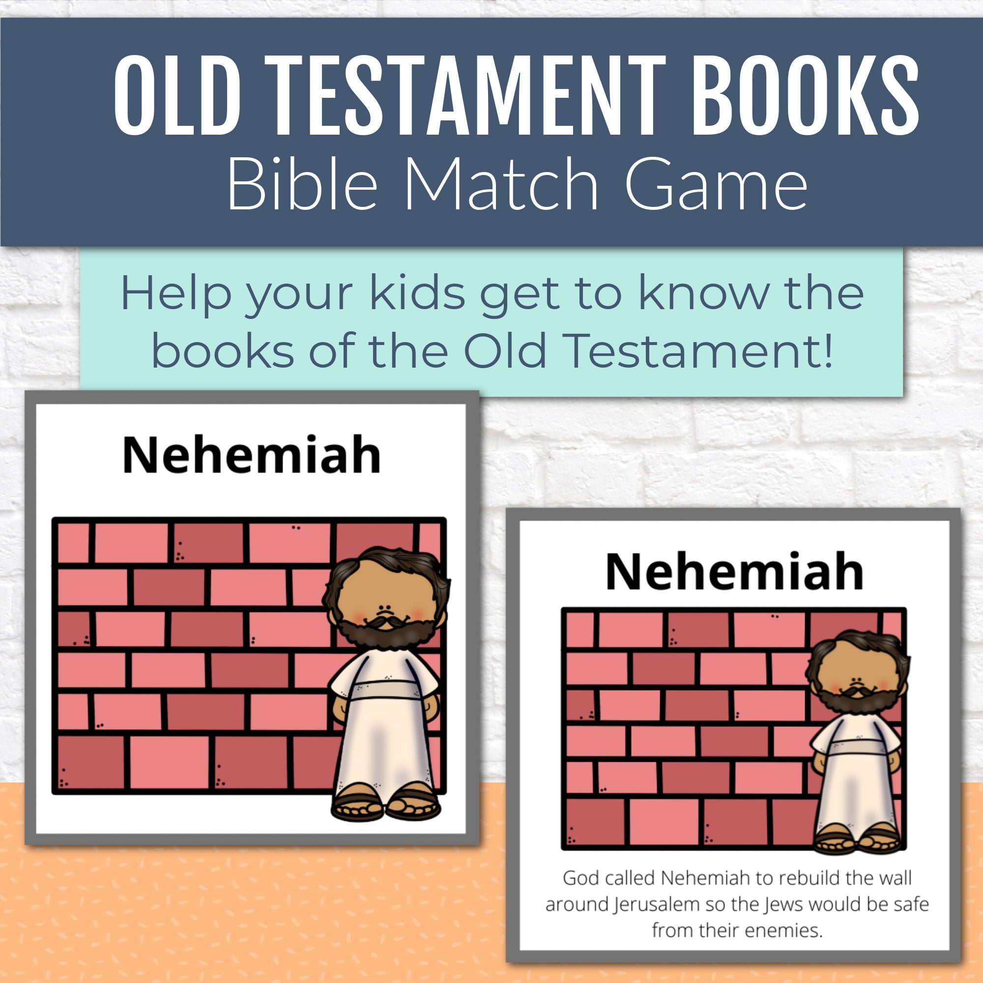 Bible Match Game for Old Testament Books, Bible Games for Youth
