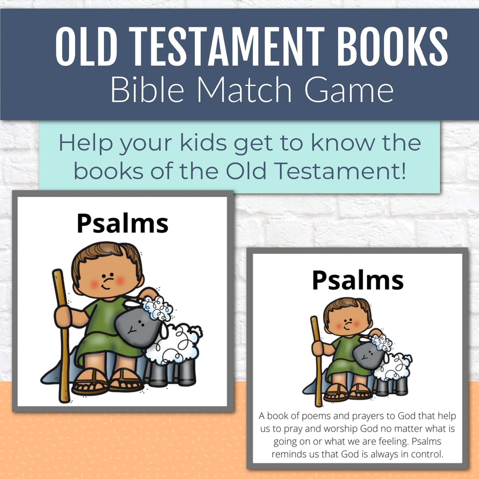 Bible Match Game for Old Testament Books, Bible Games for Youth