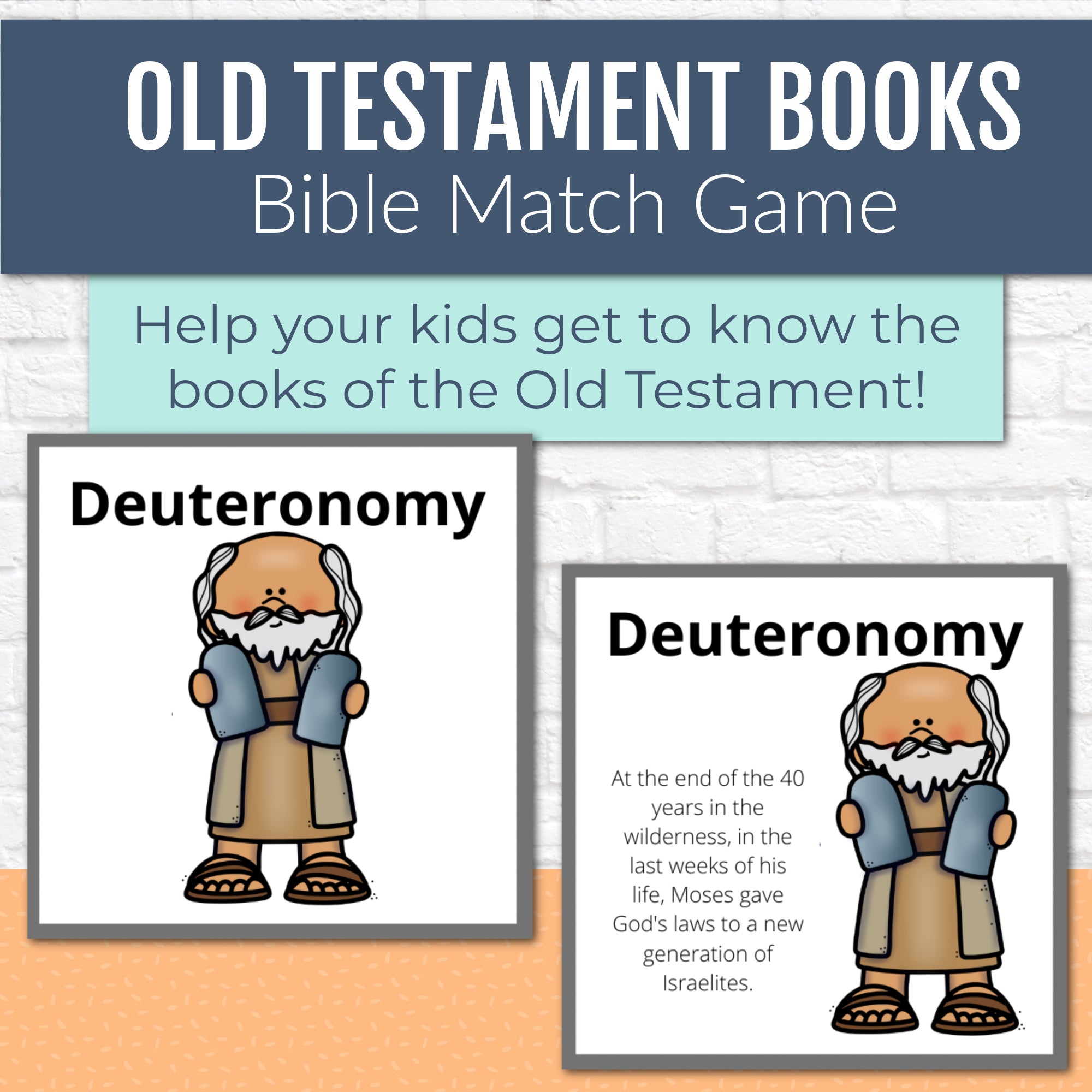 Bible Match Game for Old Testament Books, Bible Games for Youth