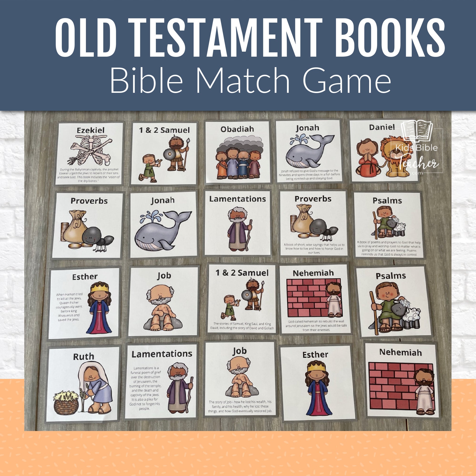 Bible Match Game for Old Testament Books, Bible Games for Youth