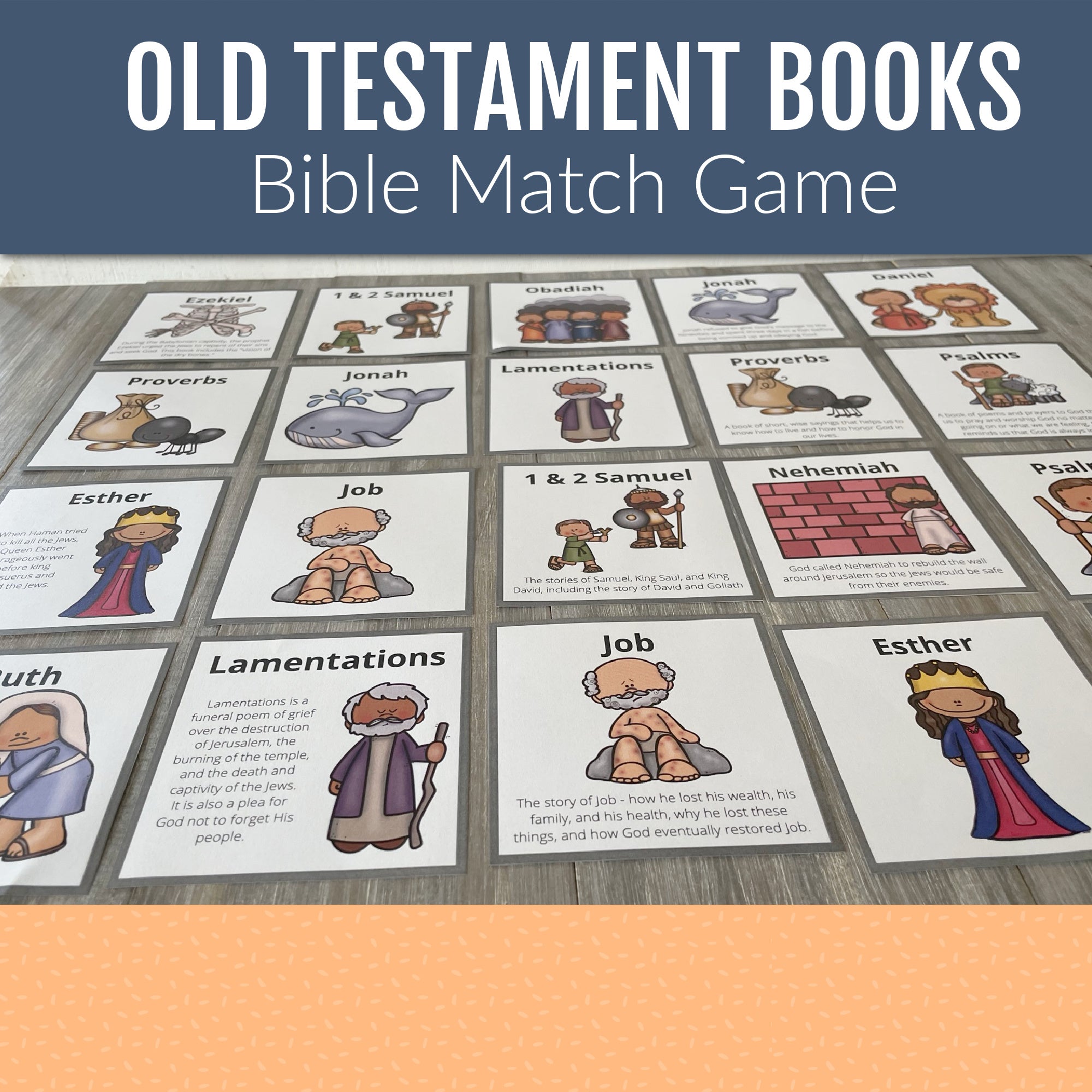 Bible Match Game for Old Testament Books, Bible Games for Youth