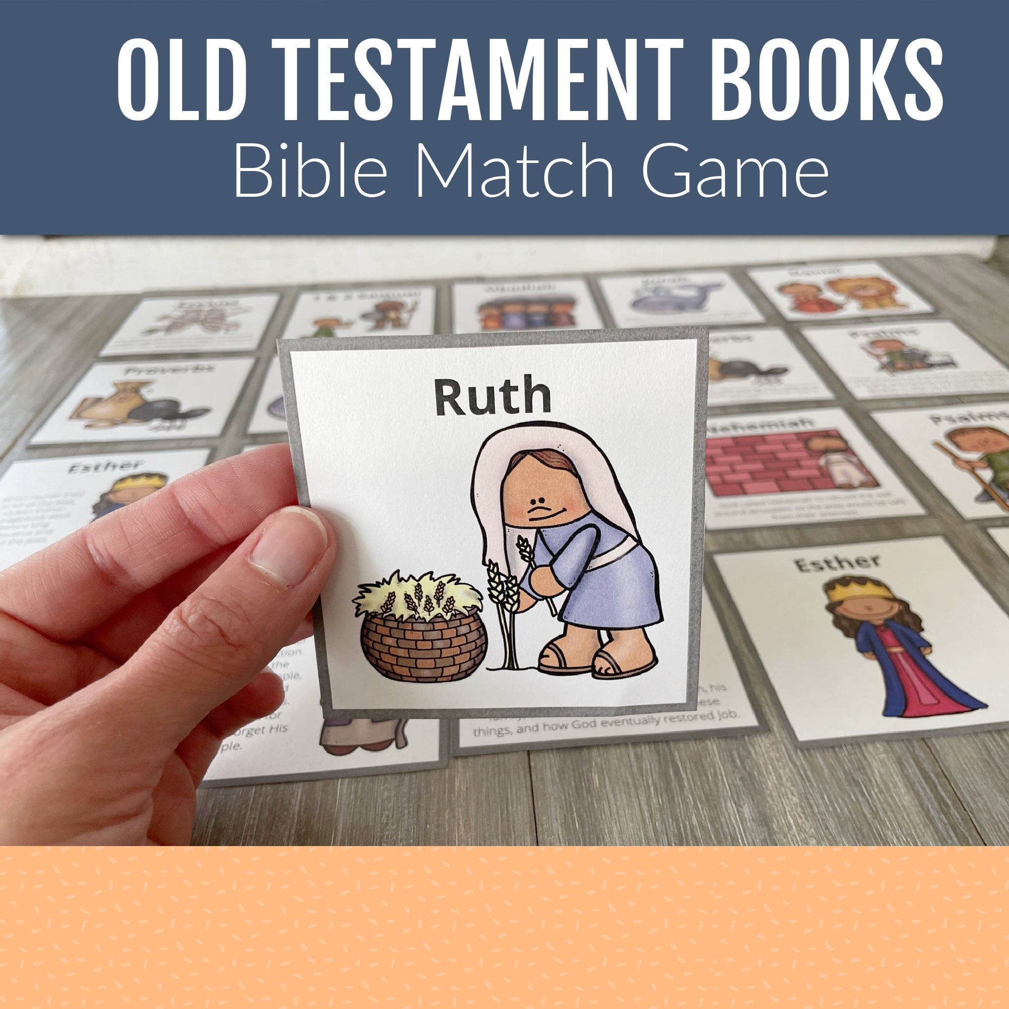 Bible Match Game for Old Testament Books, Bible Games for Youth