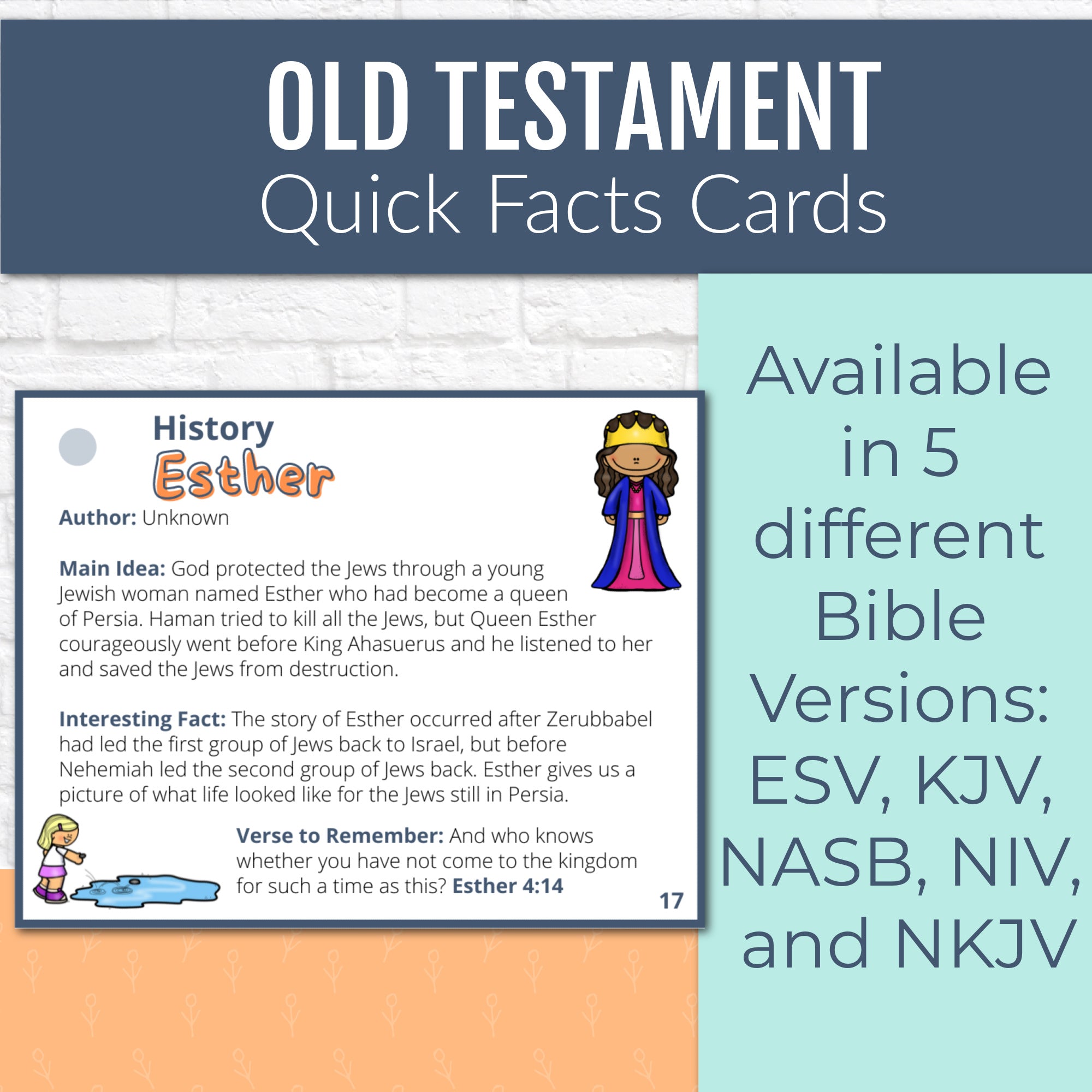 Old Testament Books of the Bible Quick Facts Cards