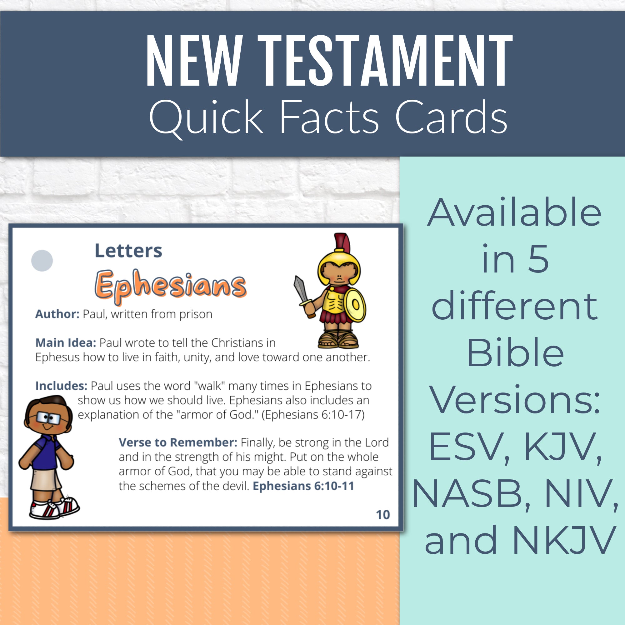 New Testament Books of the Bible Quick Facts Cards, Instant DIGITAL DOWNLOAD