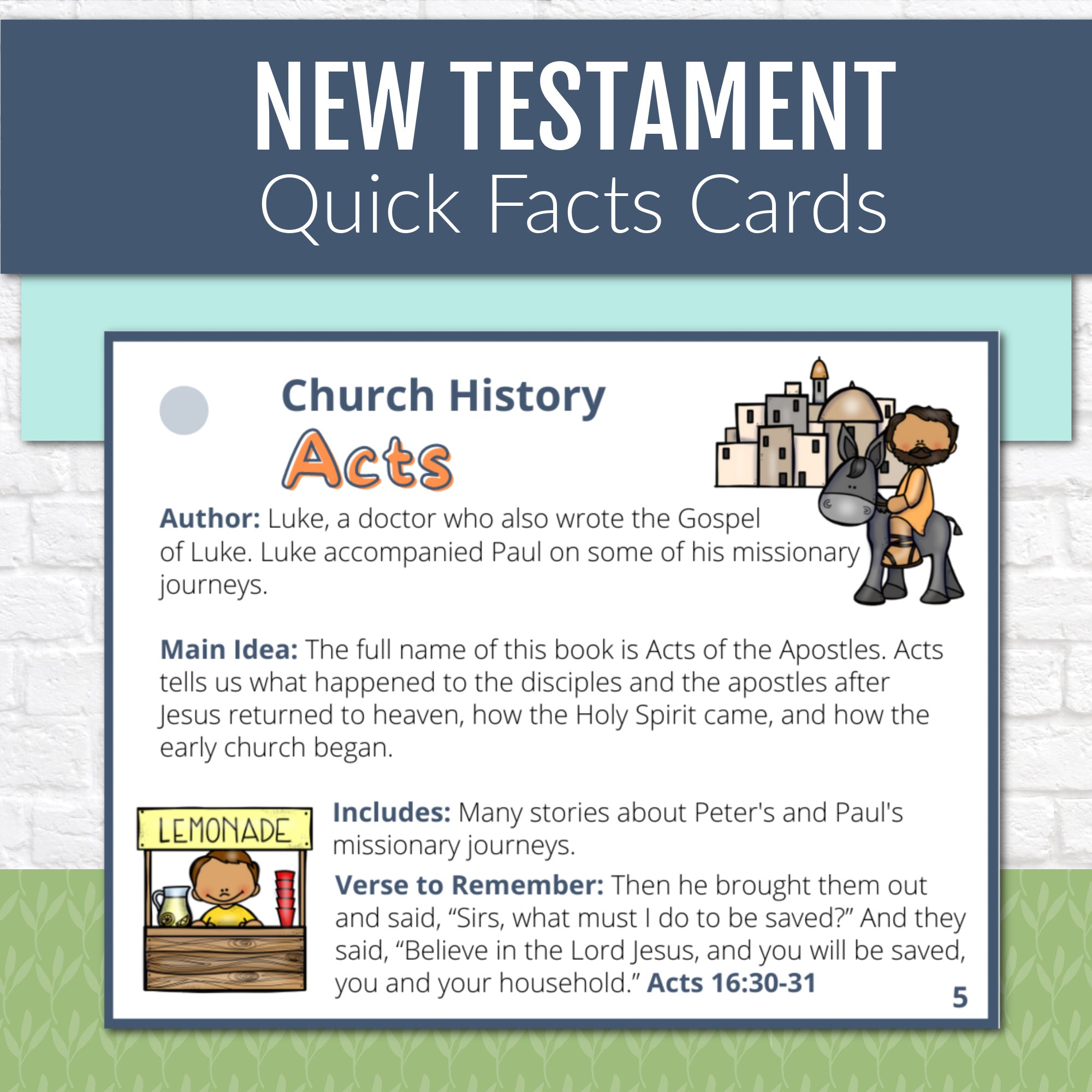New Testament Books of the Bible Quick Facts Cards, Instant DIGITAL DOWNLOAD
