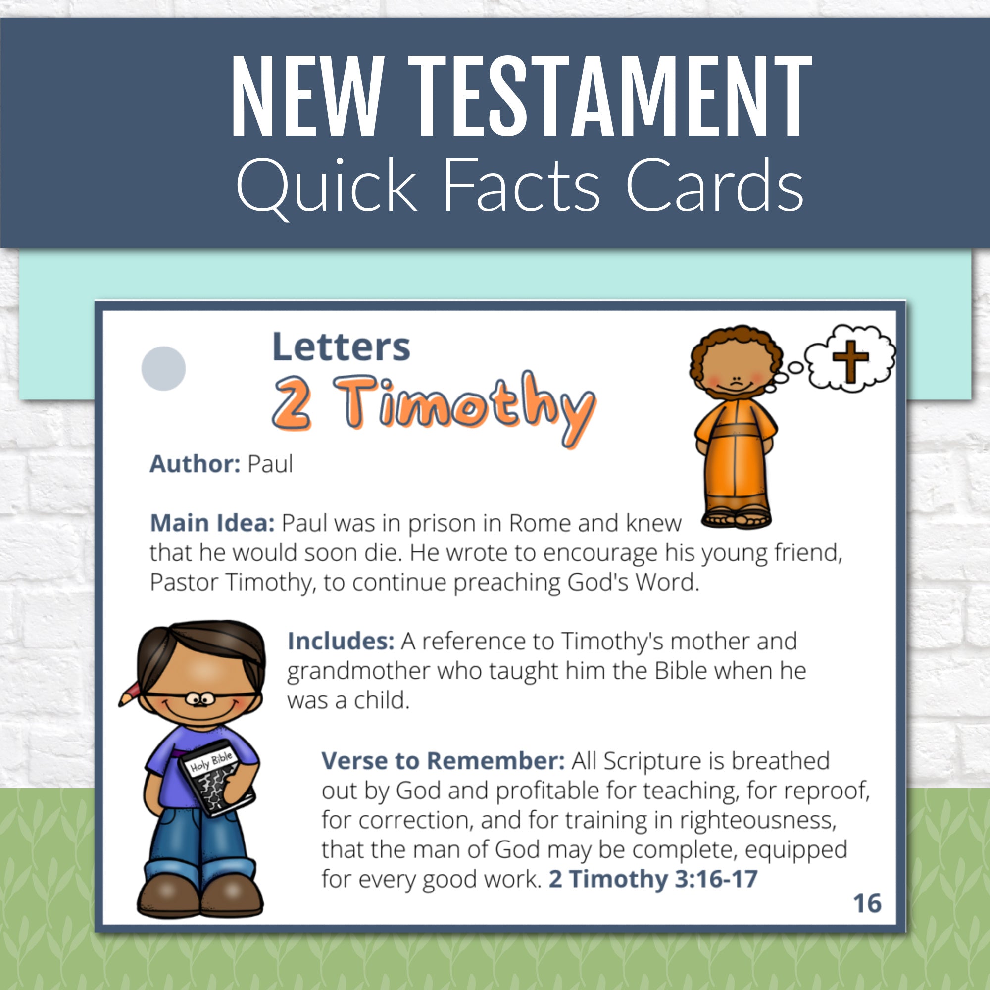 New Testament Books of the Bible Quick Facts Cards, Instant DIGITAL DOWNLOAD
