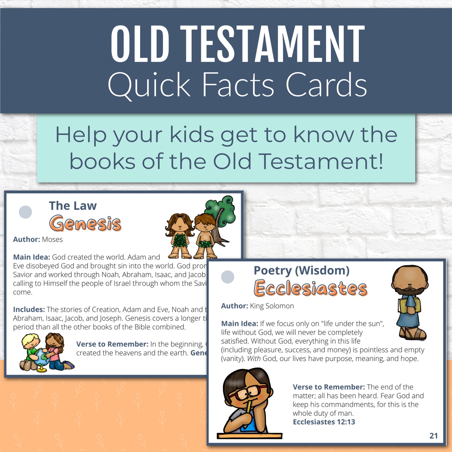 Old Testament Books of the Bible Quick Facts Cards