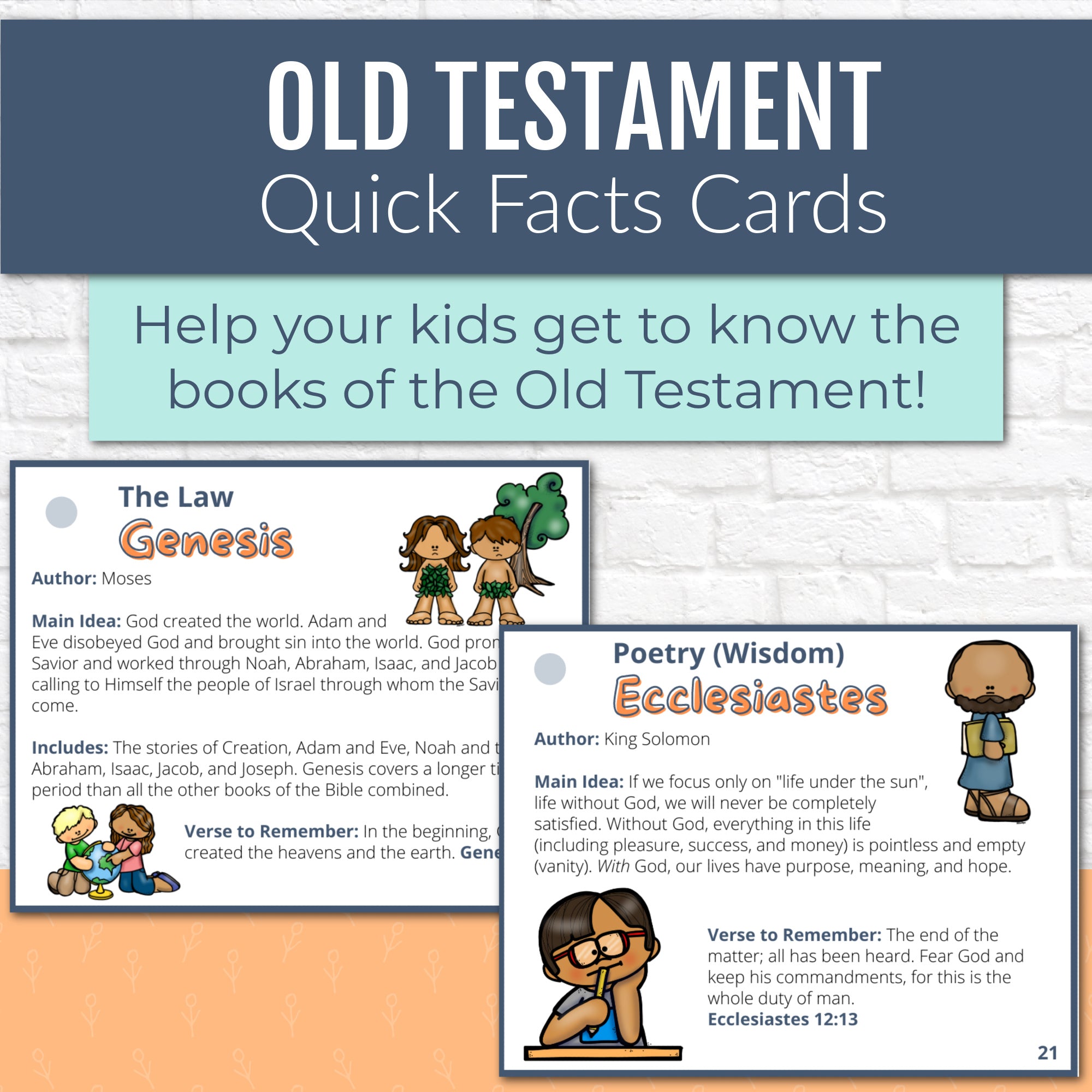 Old Testament Books of the Bible Quick Facts Cards