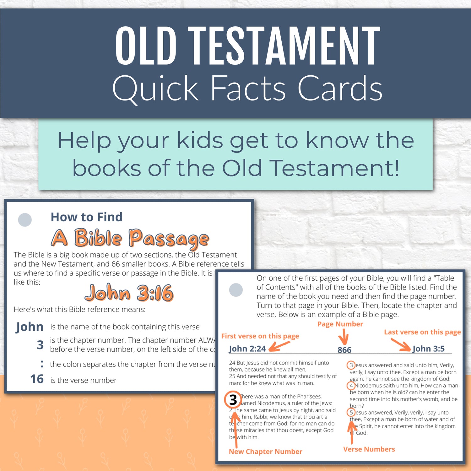 Old Testament Books of the Bible Quick Facts Cards