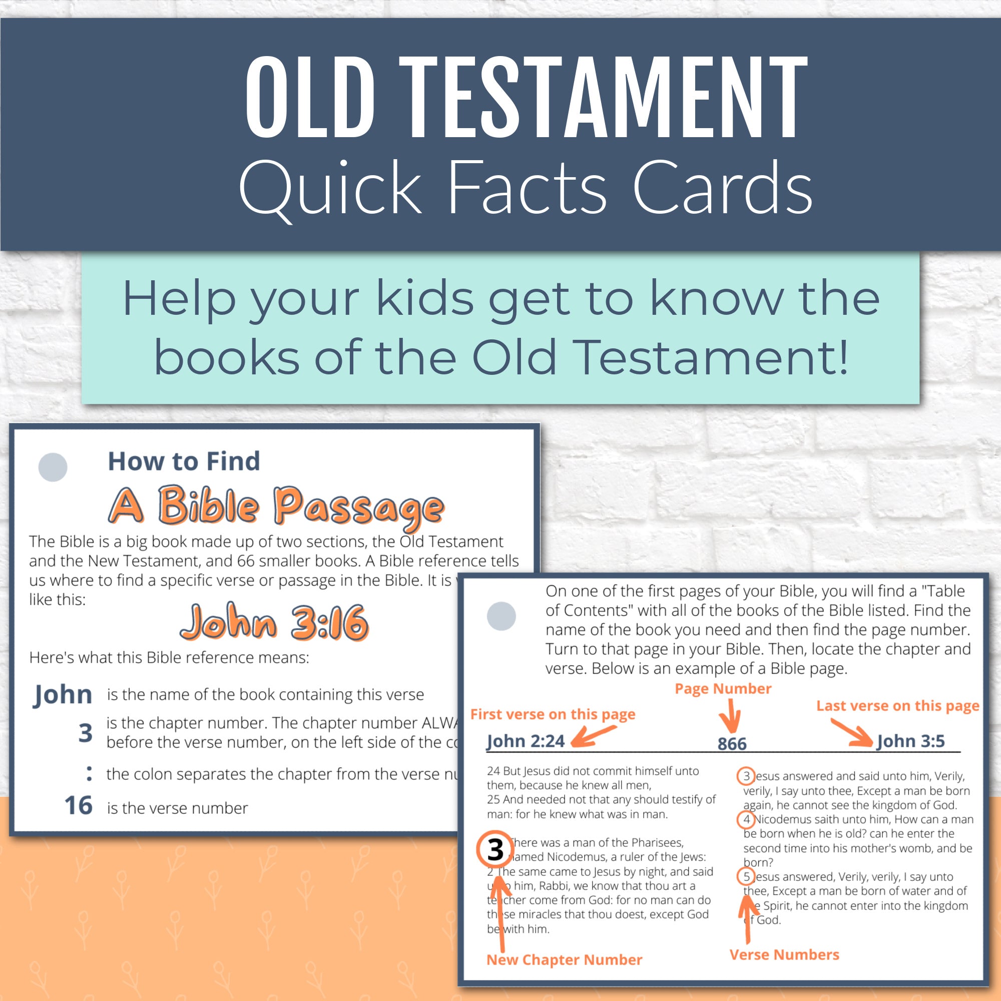 Old Testament Books of the Bible Quick Facts Cards