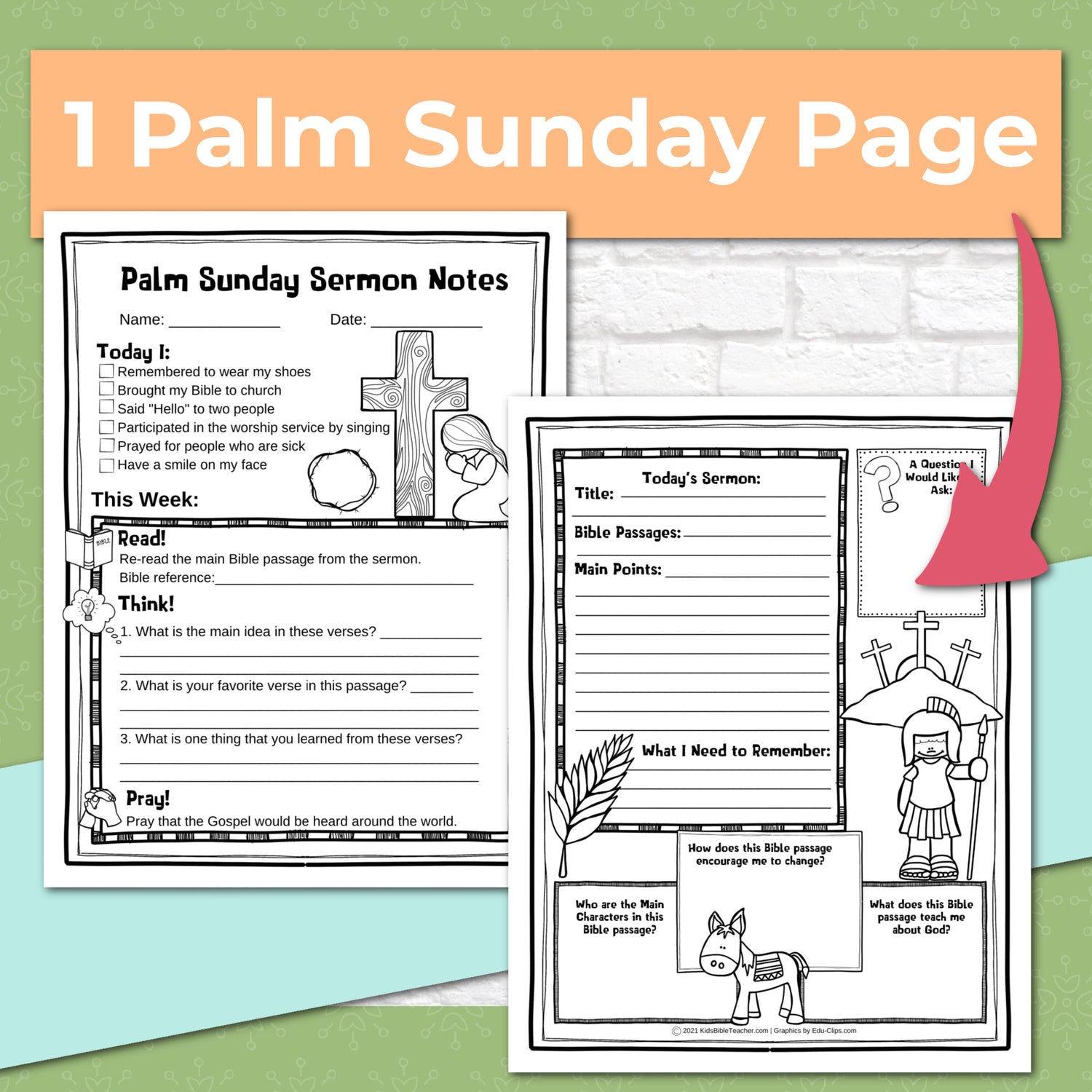 Seasonal and Holidays Sermon Notes Pack for Kids, Instant DIGITAL DOWNLOAD