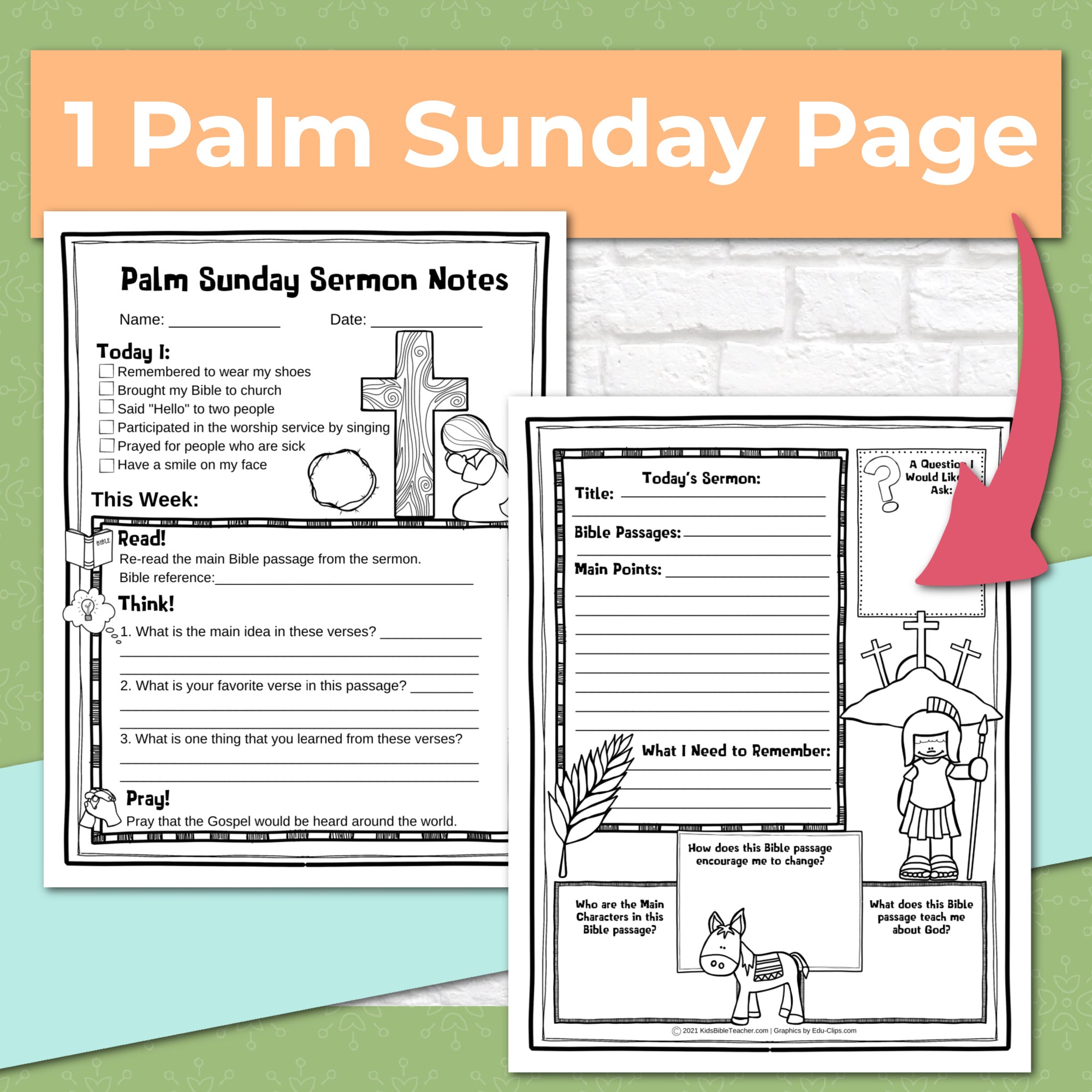 Seasonal and Holidays Sermon Notes Pack for Kids, Instant DIGITAL DOWNLOAD