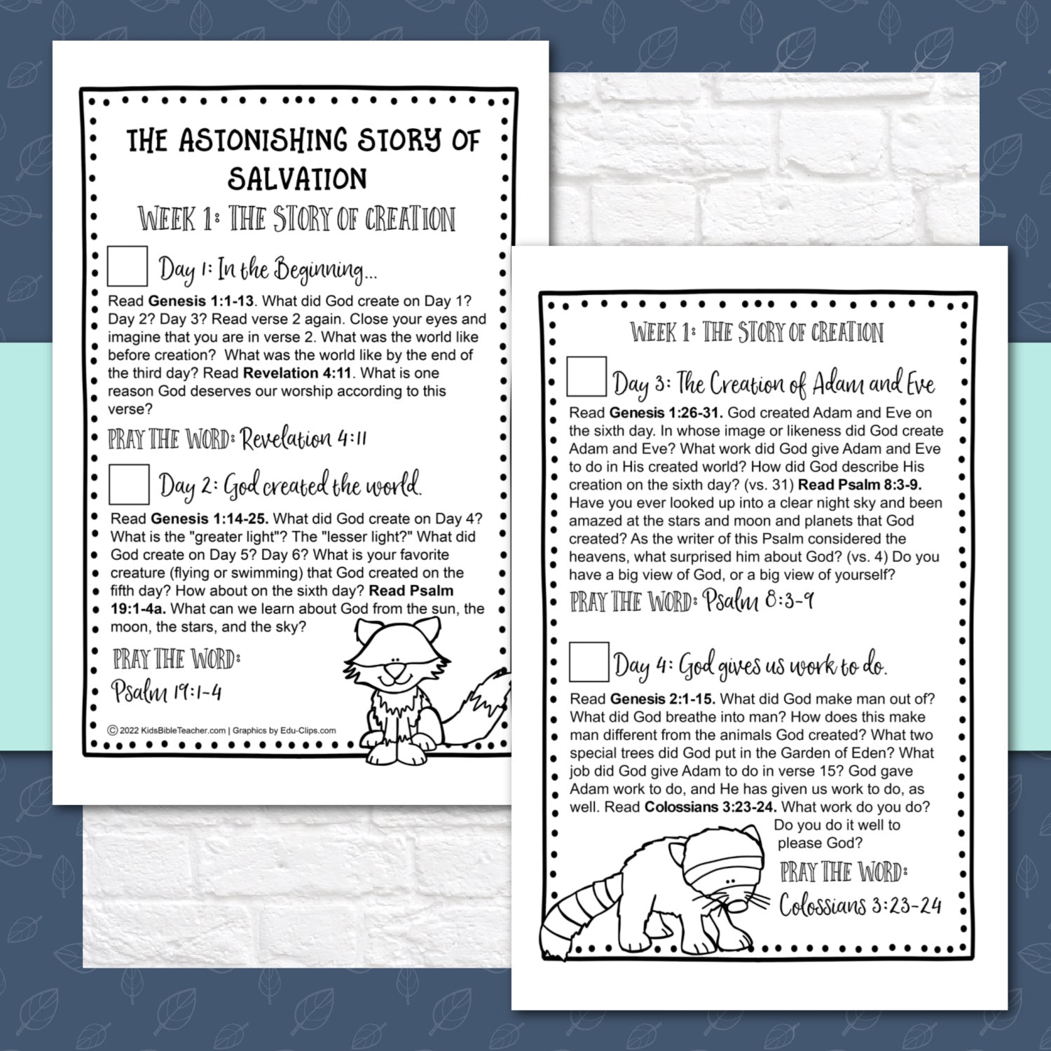 Salvation Bible Reading Pages - Six Week Bible Reading Plan for 1st - 6th Grades