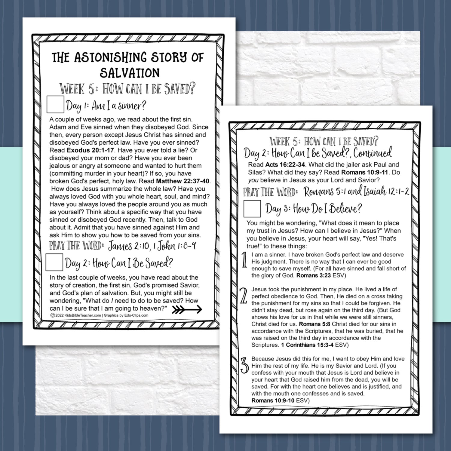 Salvation Bible Reading Pages - Six Week Bible Reading Plan for 1st - 6th Grades