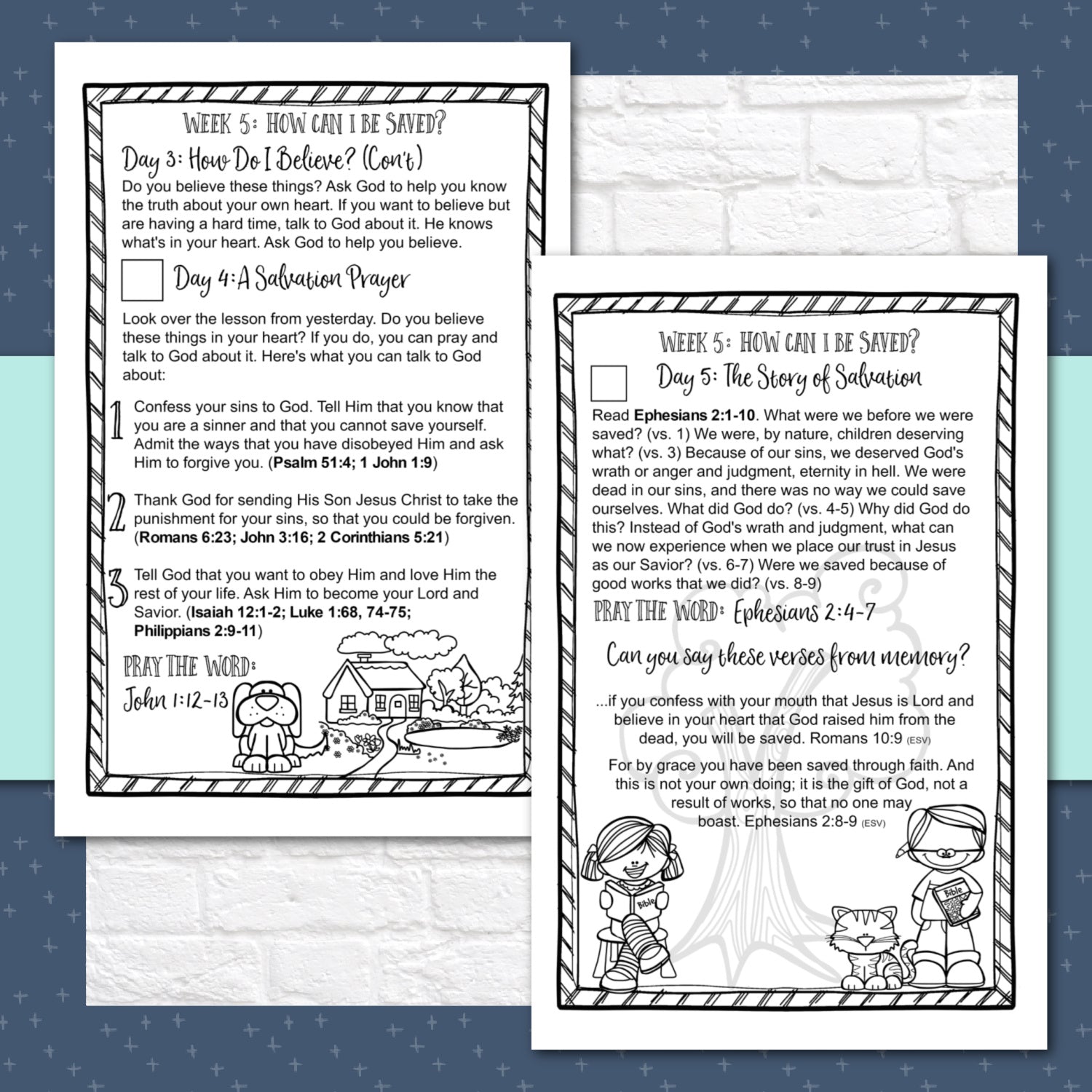 Salvation Bible Reading Pages - Six Week Bible Reading Plan for 1st - 6th Grades