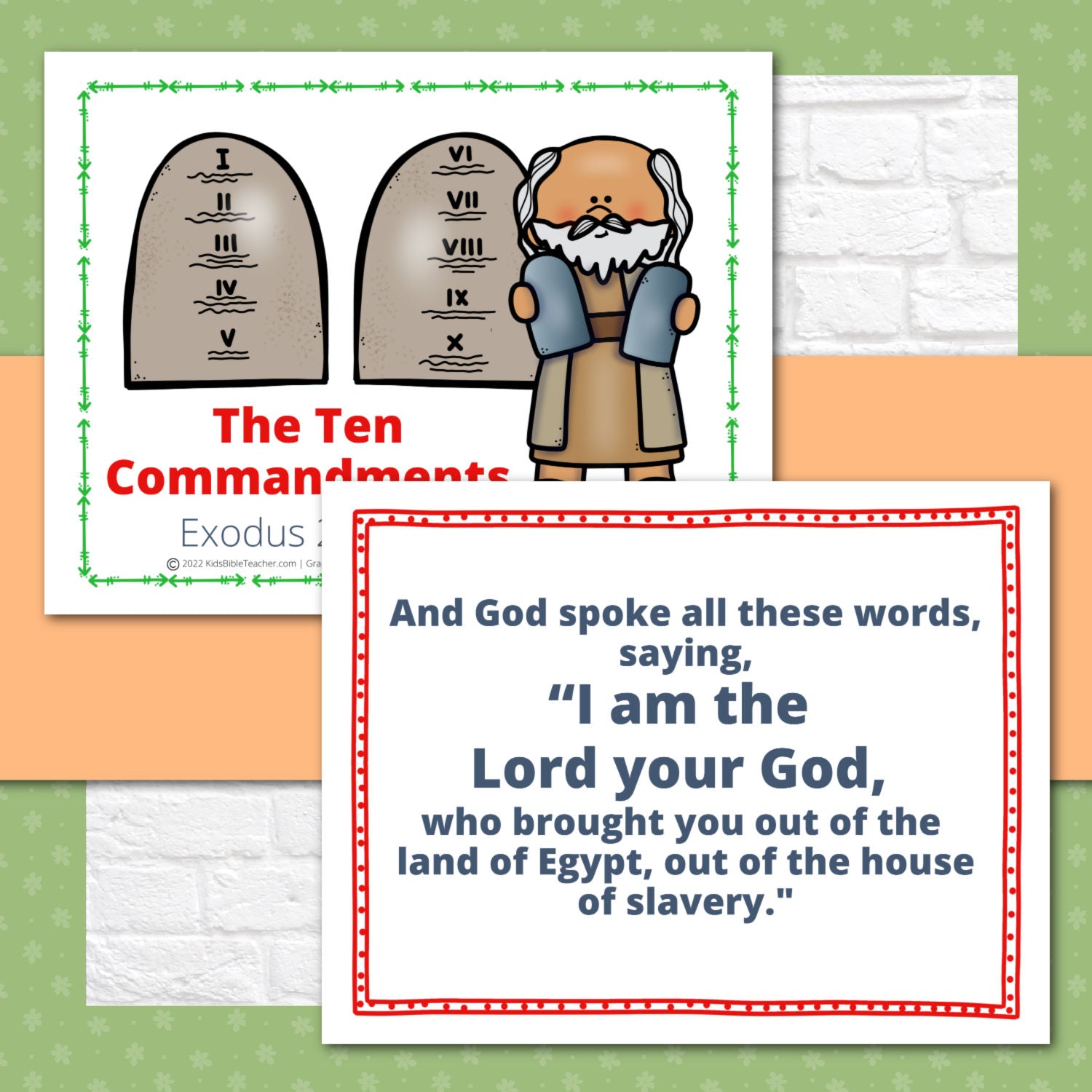 Ten Commandments Teaching Posters and Mini Cards for Protestants