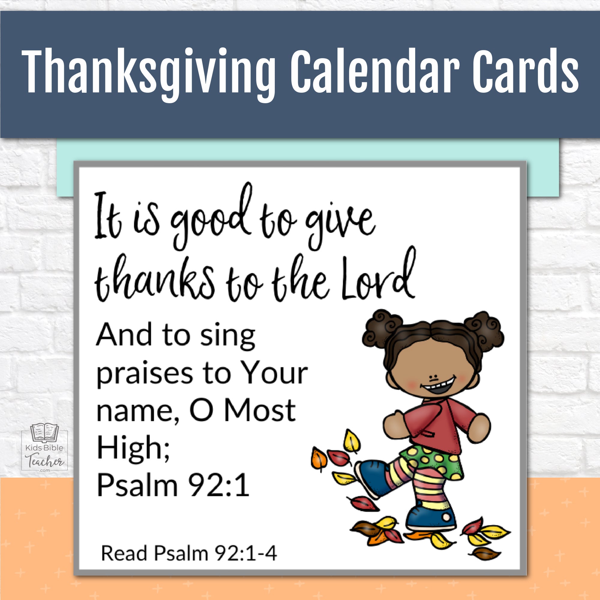 Thanksgiving Calendar Cards with Bible Verses - November Calendar Cards