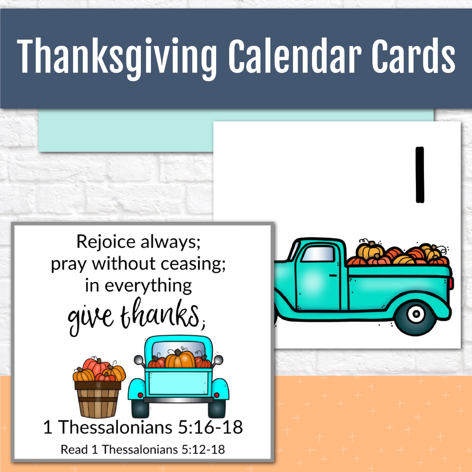 Thanksgiving Calendar Cards with Bible Verses - November Calendar Cards
