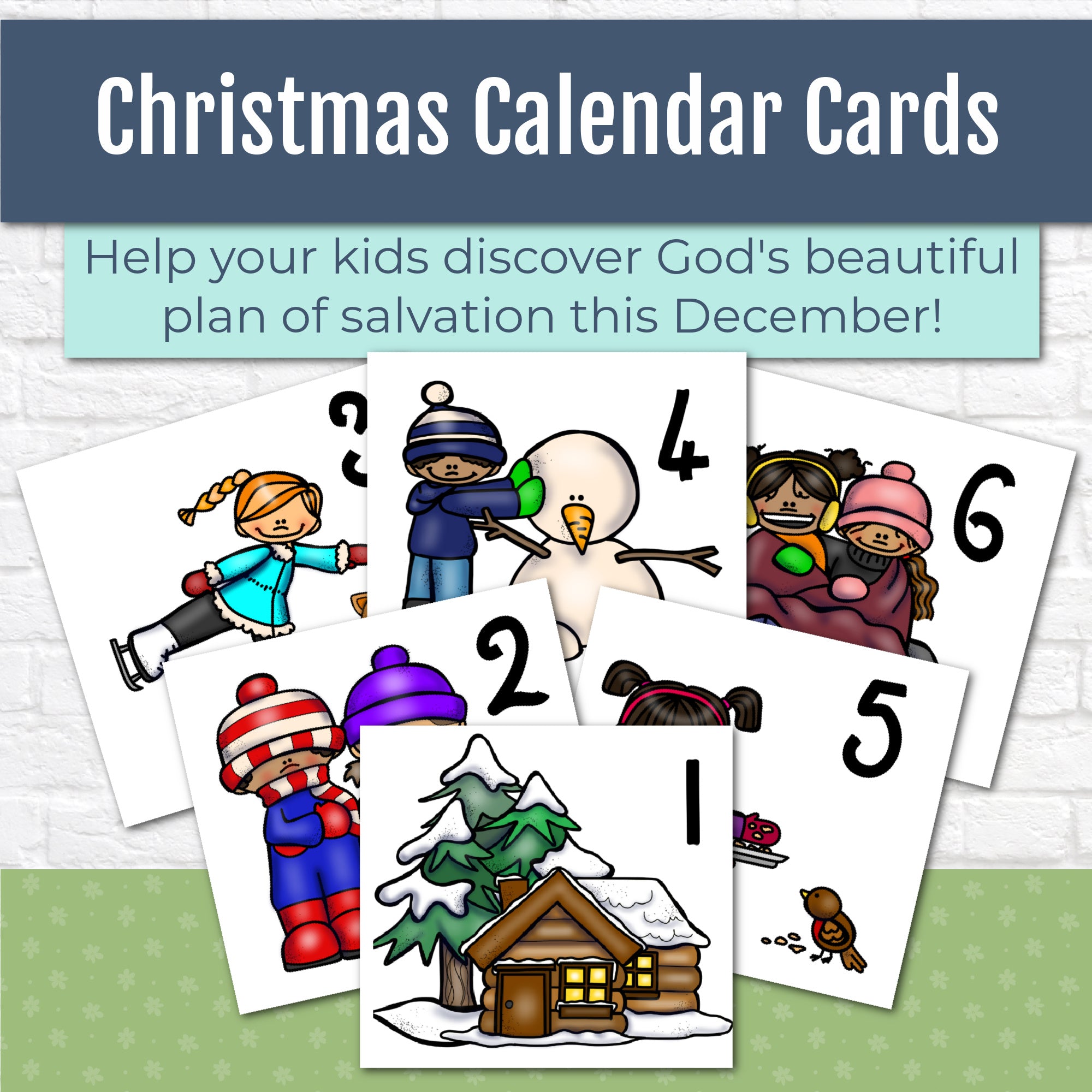December Calendar Cards with Christmas Bible Verses - Advent Calendar Cards