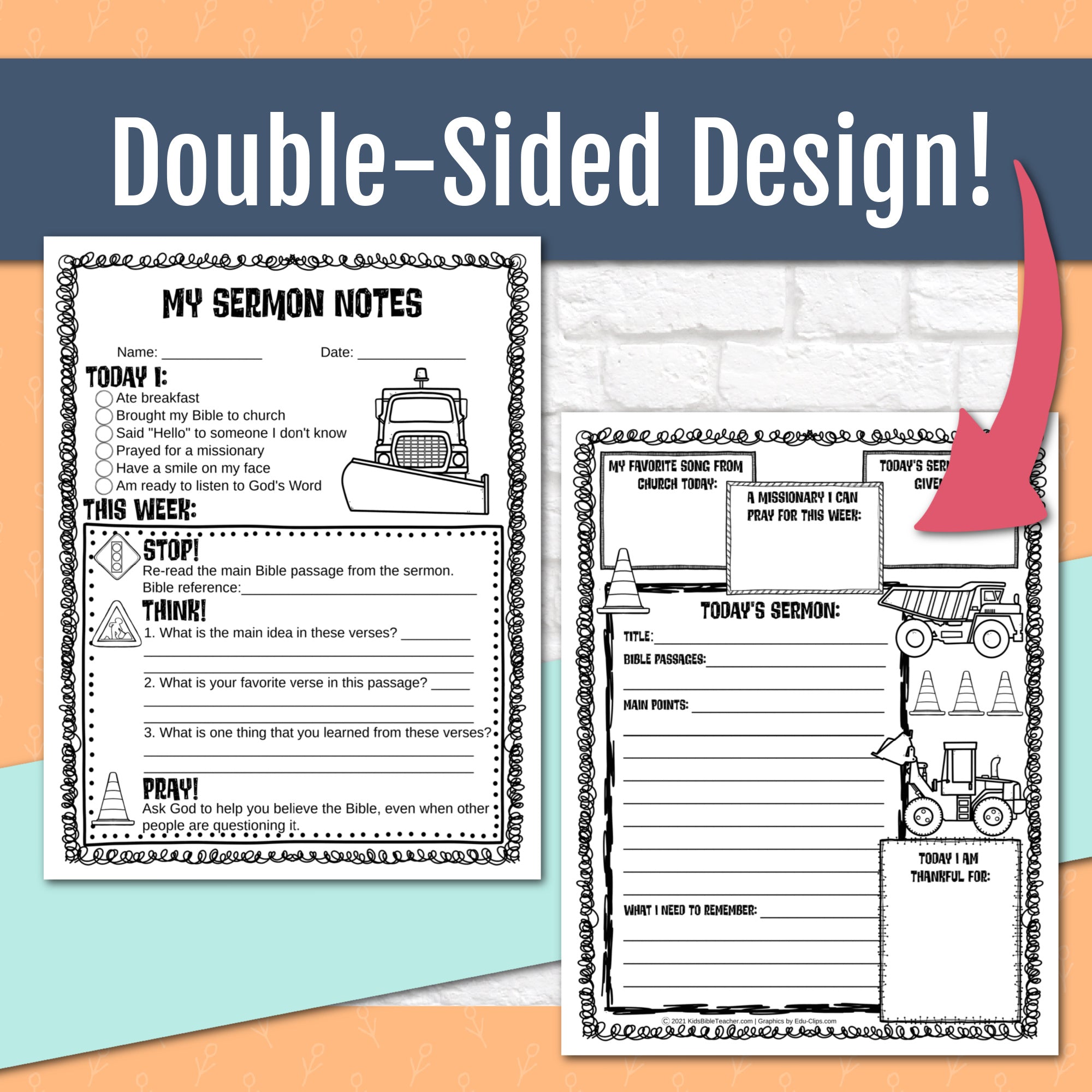 Transportation Sermon Notes for Kids, Elementary Level, Instant Download