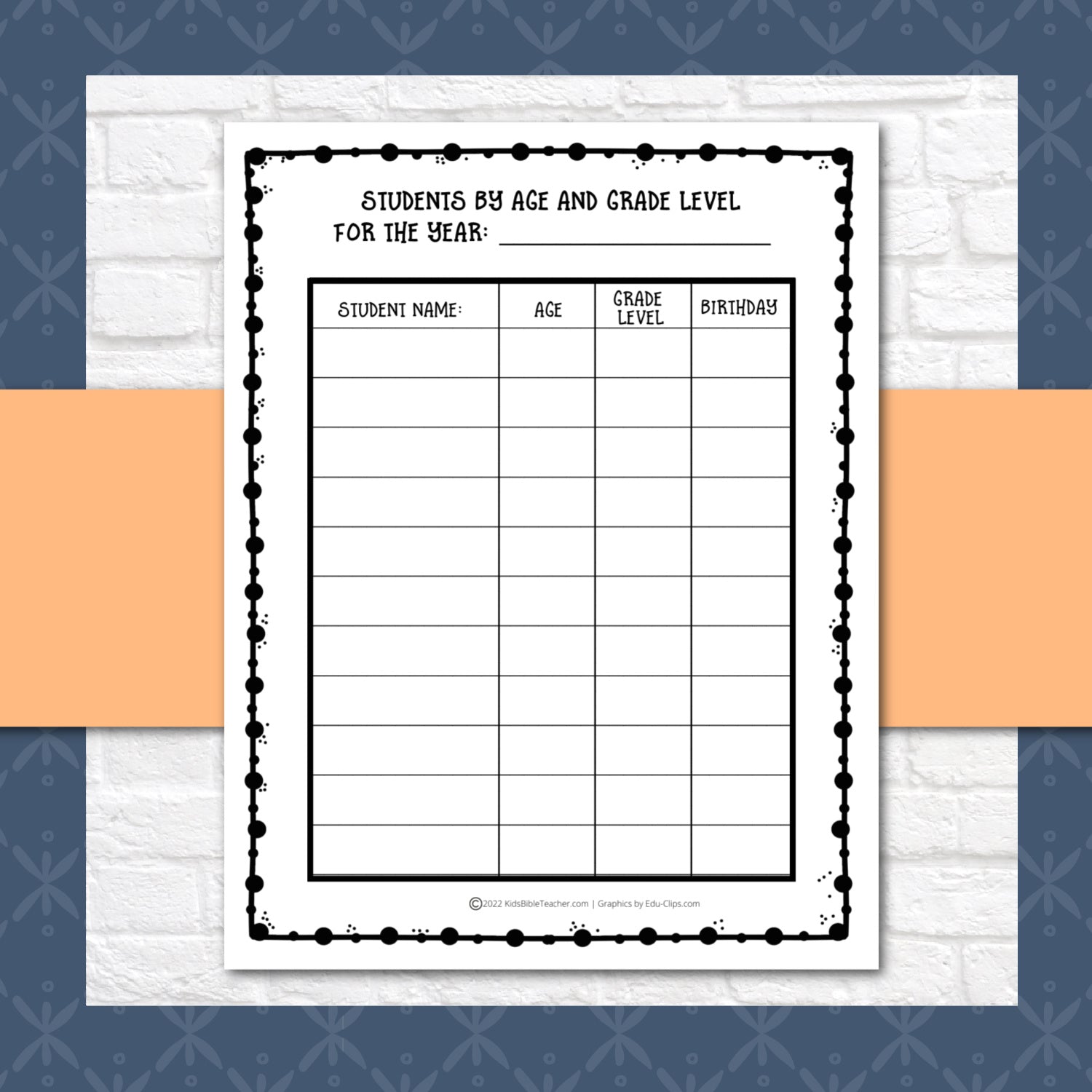 Student Organization Forms for Sunday School or Weekly Bible Class