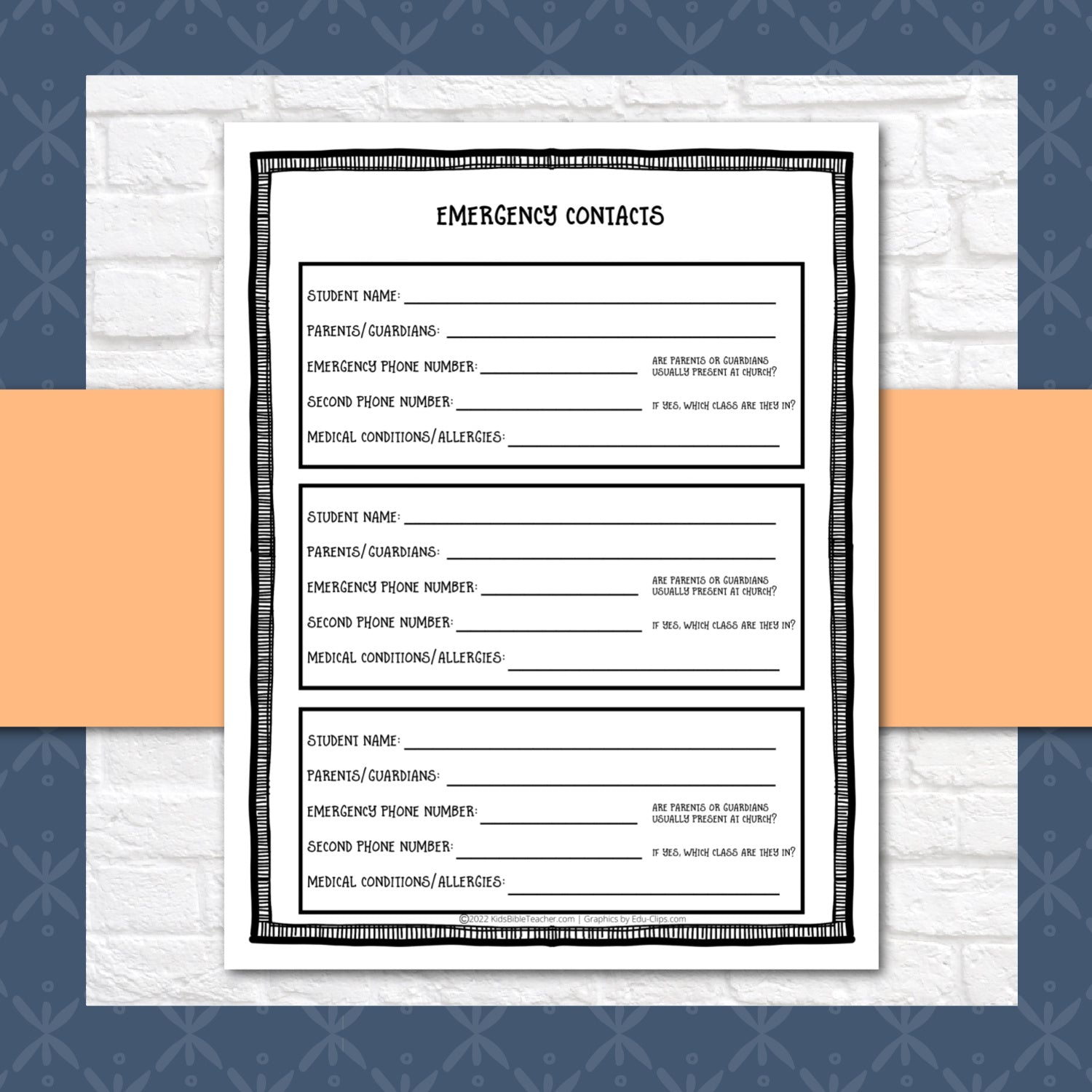 Student Organization Forms for Sunday School or Weekly Bible Class