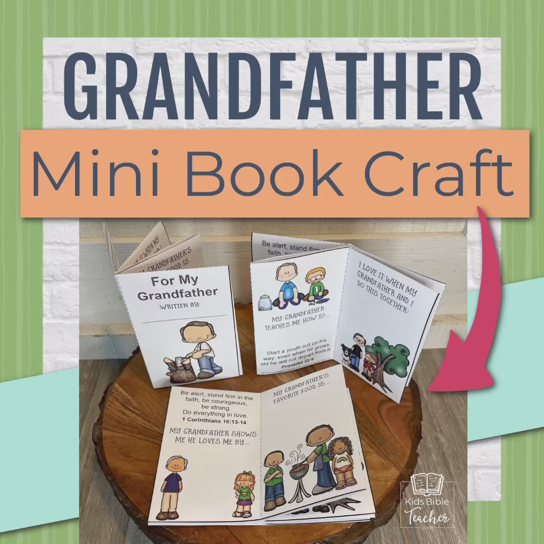 Grandfather Mini Book Craft with Bible Verses Activity for Grandparents Day