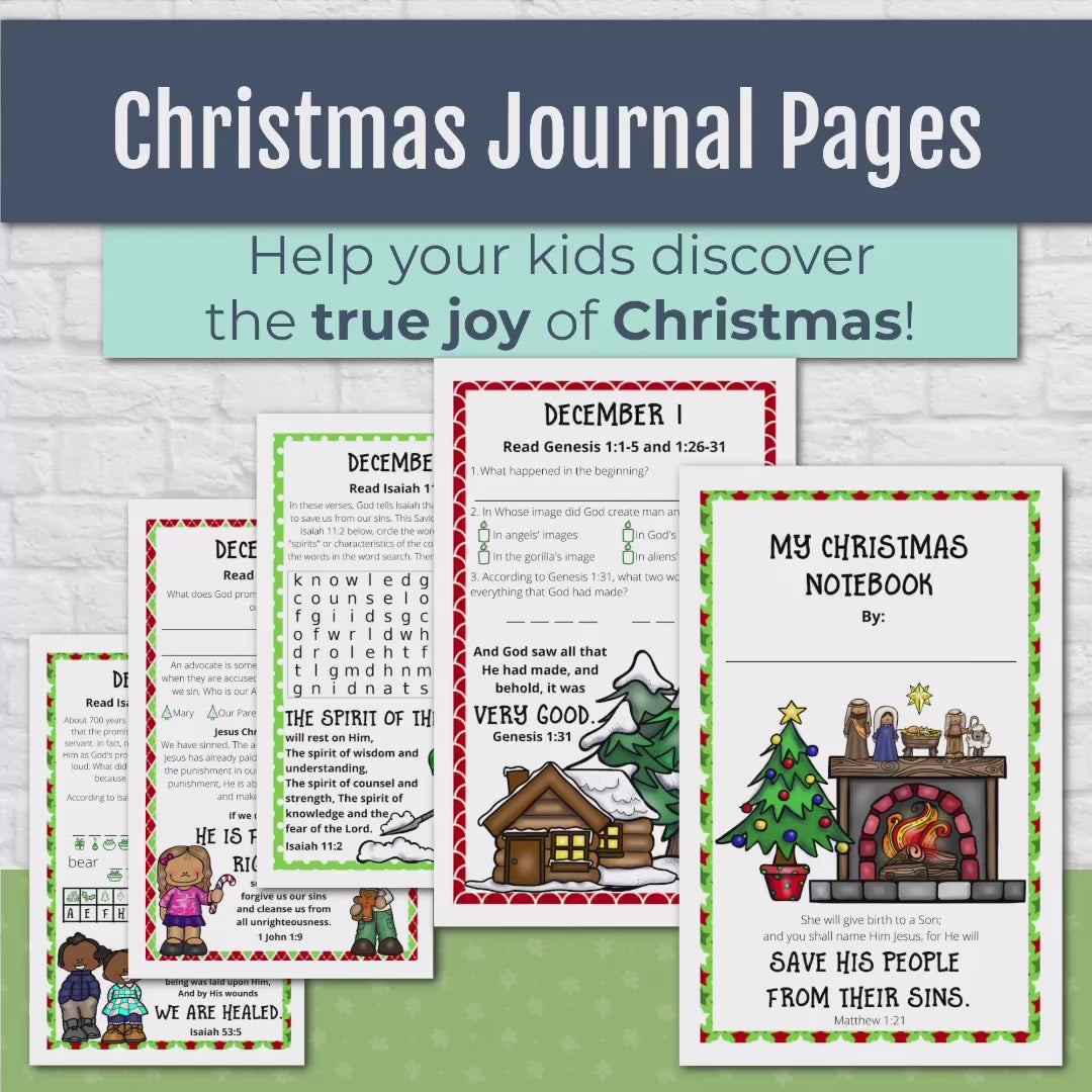 December Journal Pages with Bible Verses - Christmas Journal Pages for Advent