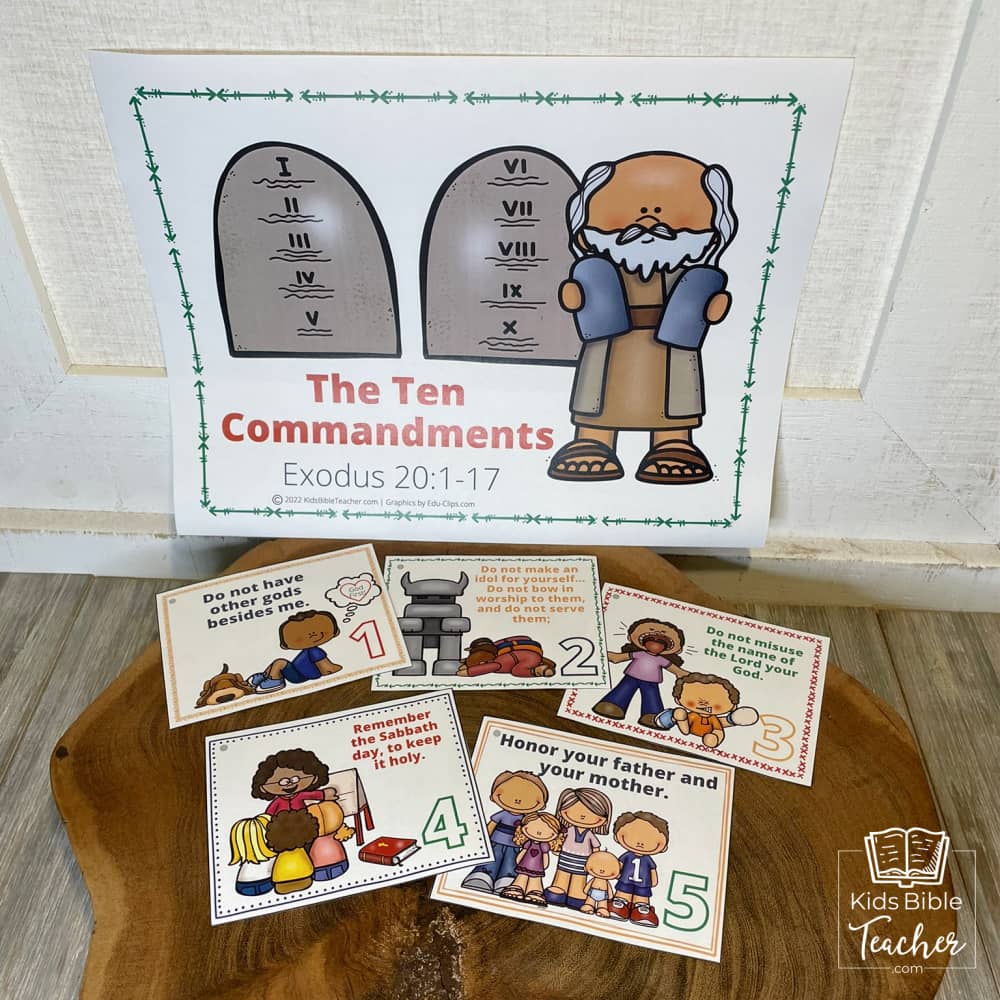 Ten Commandments Teaching Posters and Mini Cards for Protestants