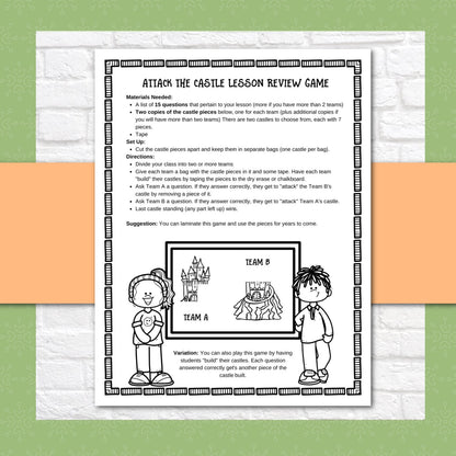 Attack the Castle Lesson Review Game for 2nd, 3rd, 4rth, and 5th Grades