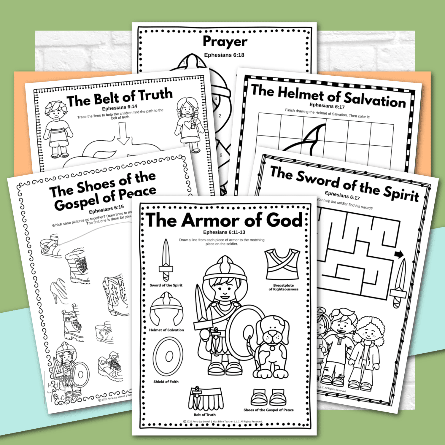 Armor of God Bible Activity Pages for Preschool–1st Grade (Ephesians 6)