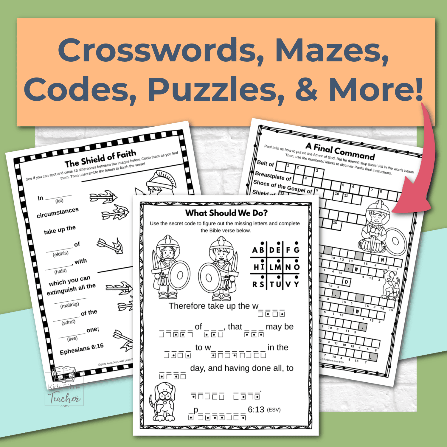 Armor of God Bible Activity Pages for 2nd - 6th Graders - Ephesians 6:10-18