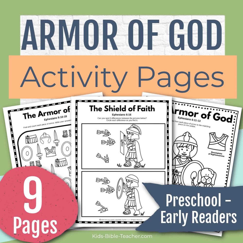 Armor of God Bible Activity Pages for Preschool–1st Grade (Ephesians 6)