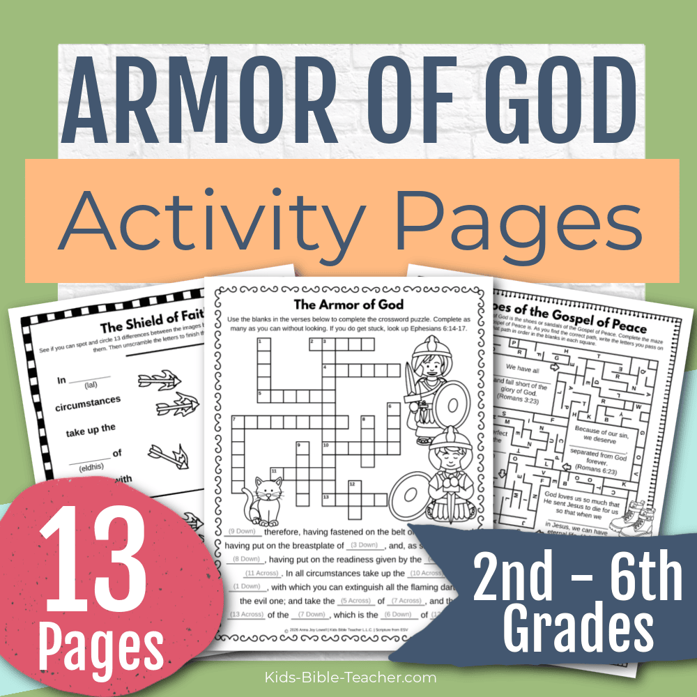 Armor of God Bible Activity Pages for 2nd - 6th Graders - Ephesians 6:10-18