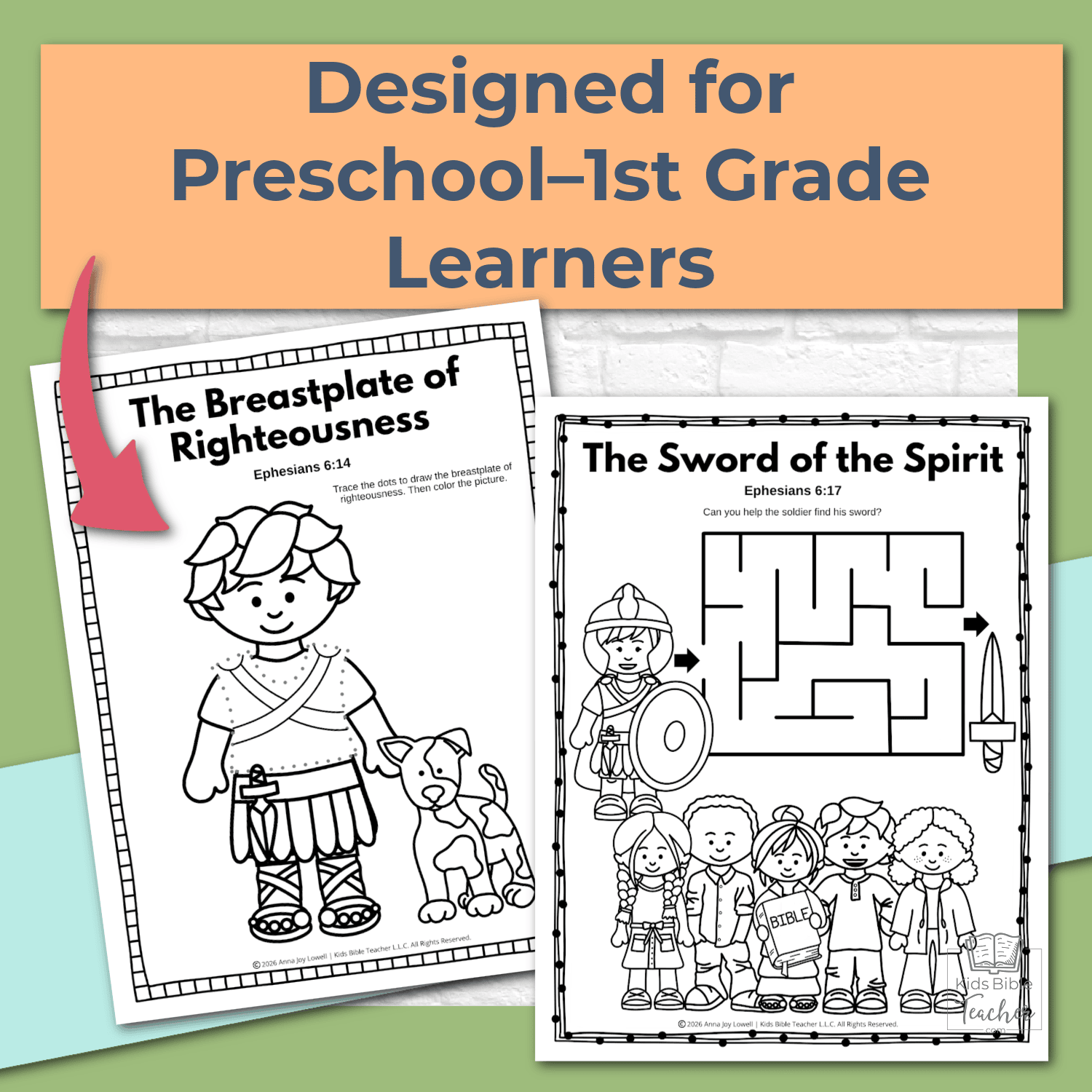 Armor of God Bible Activity Pages for Preschool–1st Grade (Ephesians 6)
