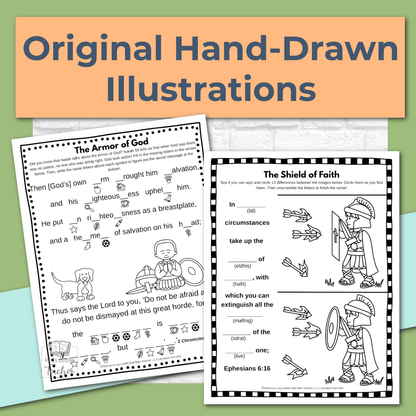 Armor of God Bible Activity Pages for 2nd - 6th Graders - Ephesians 6:10-18