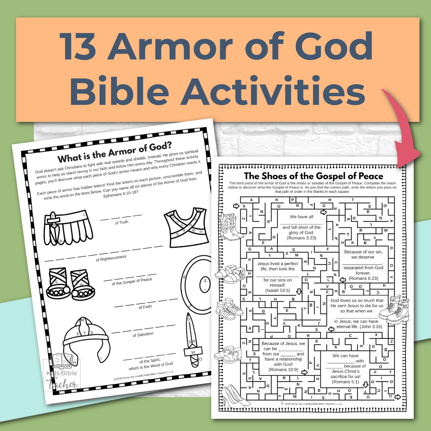 Armor of God Bible Activity Pages for 2nd - 6th Graders - Ephesians 6:10-18
