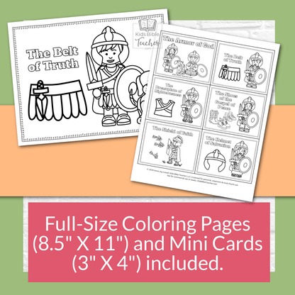 Armor of God Coloring Pages and Mini Cards