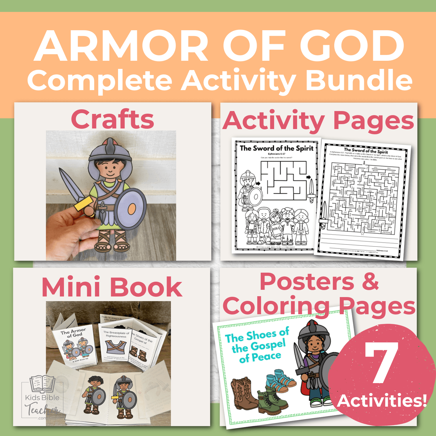 Armor of God Complete Activity Bundle for Kids (Ephesians 6:10–18)