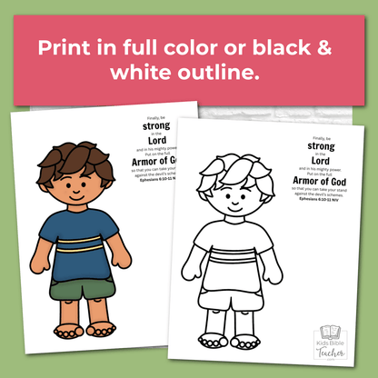 Armor of God Cut and Paste Bible Craft for Kids