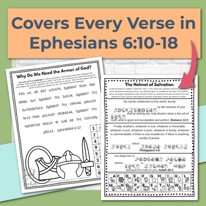 Armor of God Bible Activity Pages for 2nd - 6th Graders - Ephesians 6:10-18