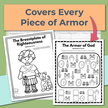 Armor of God Bible Activity Pages for Preschool–1st Grade (Ephesians 6)