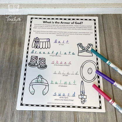 Armor of God Bible Activity Pages for 2nd - 6th Graders - Ephesians 6:10-18