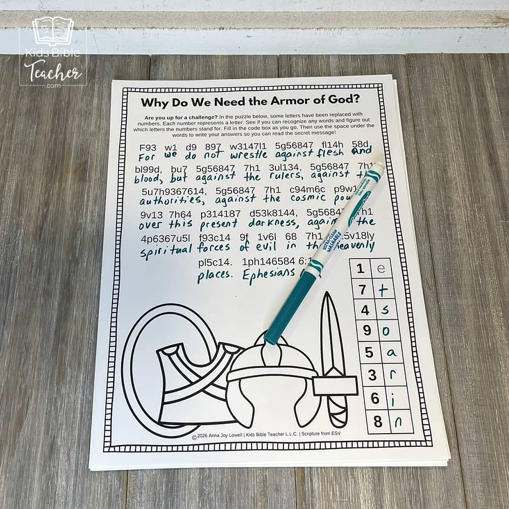 Armor of God Bible Activity Pages for 2nd - 6th Graders - Ephesians 6:10-18